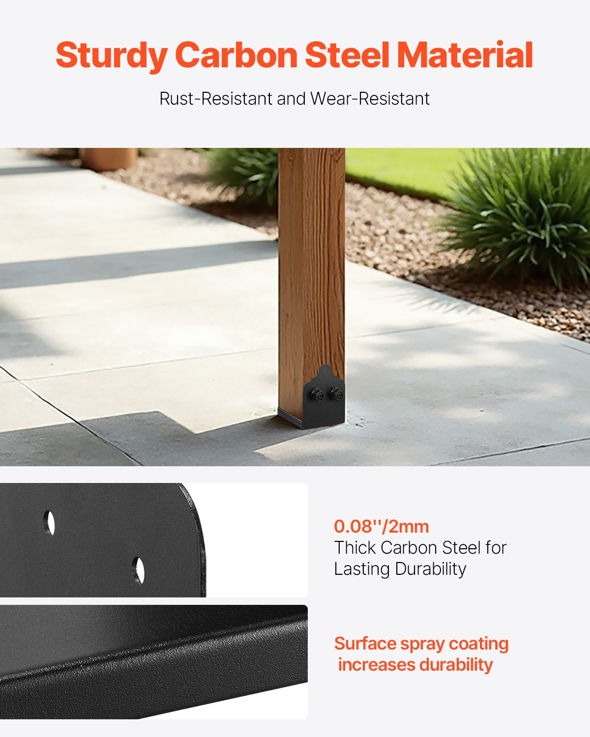 6x6 Post Base 2PCS 150x141mm Heavy Duty Steel Brackets for Deck & Pavilion Black