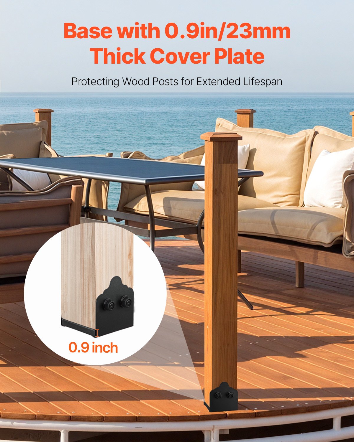 6x6 Post Base 2PCS 150x141mm Heavy Duty Steel Brackets for Deck & Pavilion Black