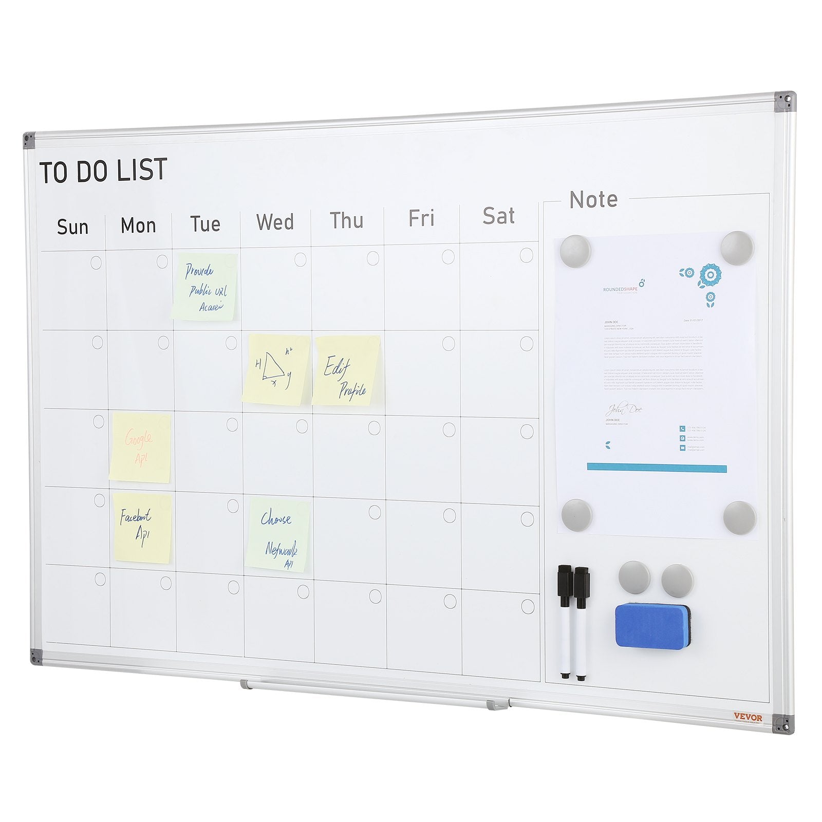 Magnetic Whiteboard Dry Erase Board 36x24" Wall Mounted for Office