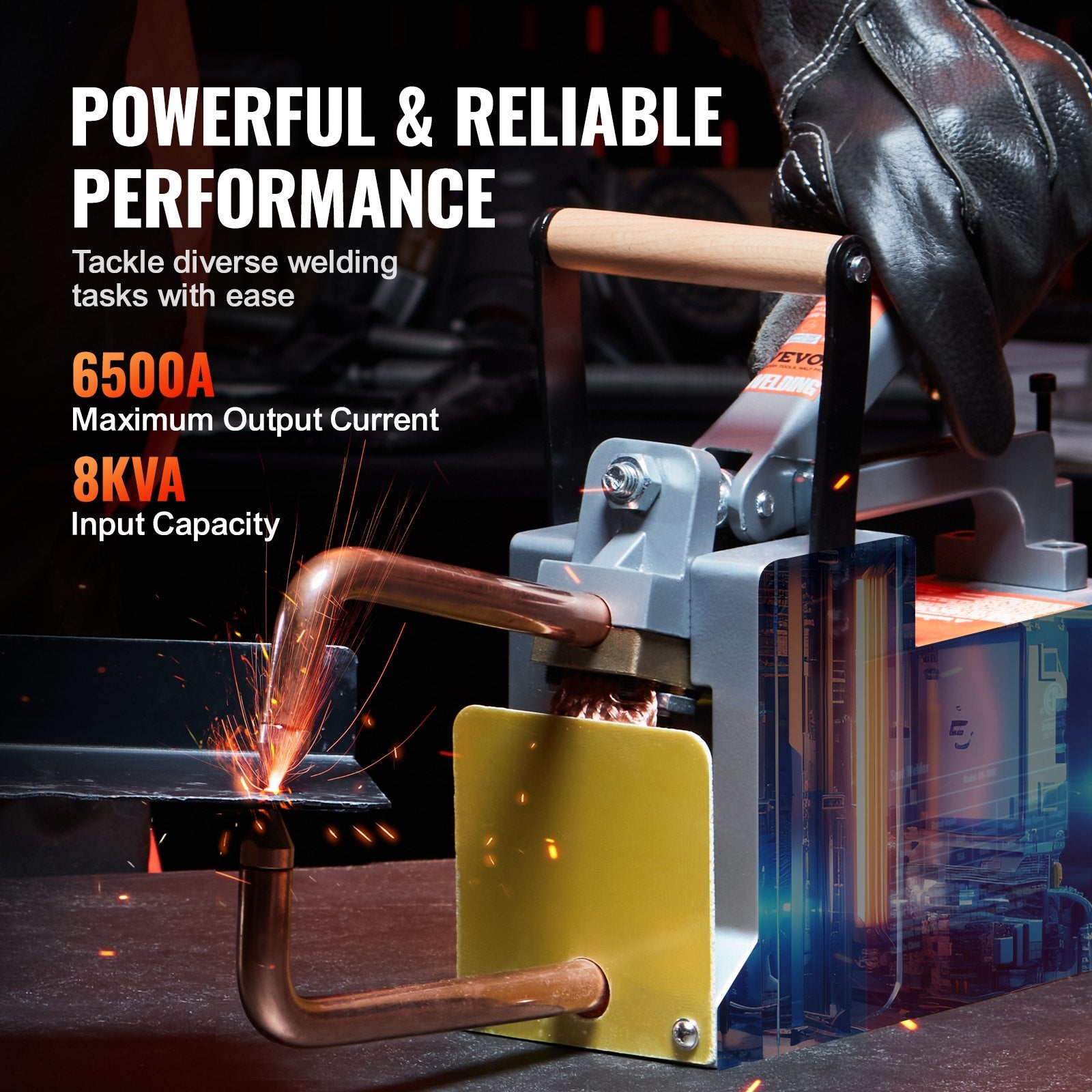 Portable Spot Welder 1/8" Handheld 8KVA Spot Welding Machine for Metal Sheets