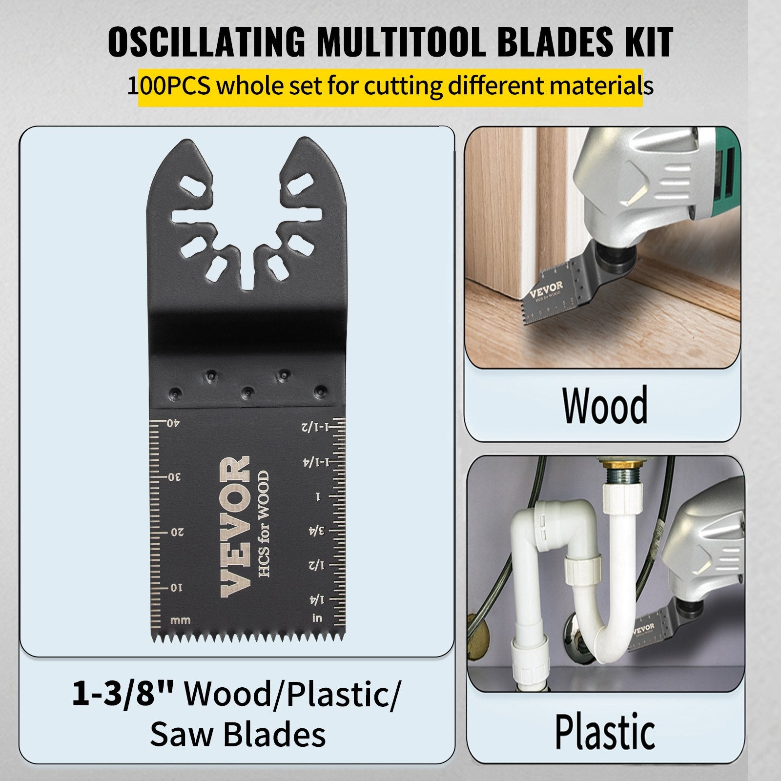 Oscillating Saw Blades 100PCS Quick Release HCS Multitool Wood Plastic Kit