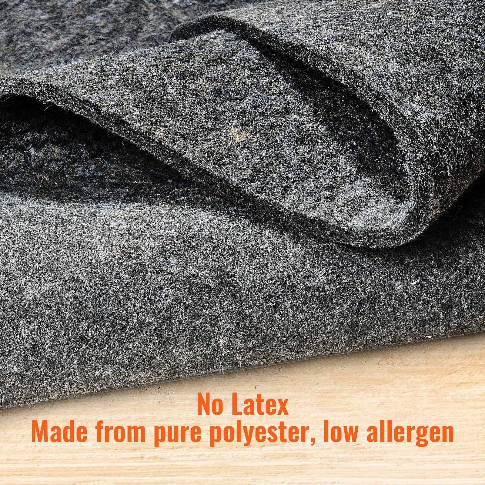 Rug Pad 8x10' 1/2" Thick Polyester Felt Carpet Cushion Gray Premium Comfort