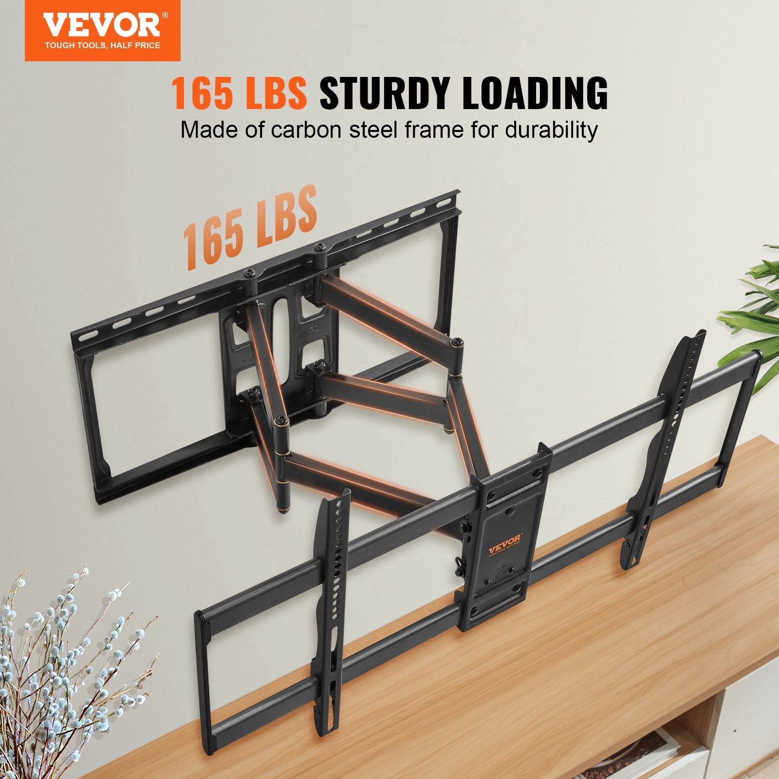 Full Motion TV Mount for 37-90" TVs Swivel Tilt 4 Articulating Arms 165 lbs