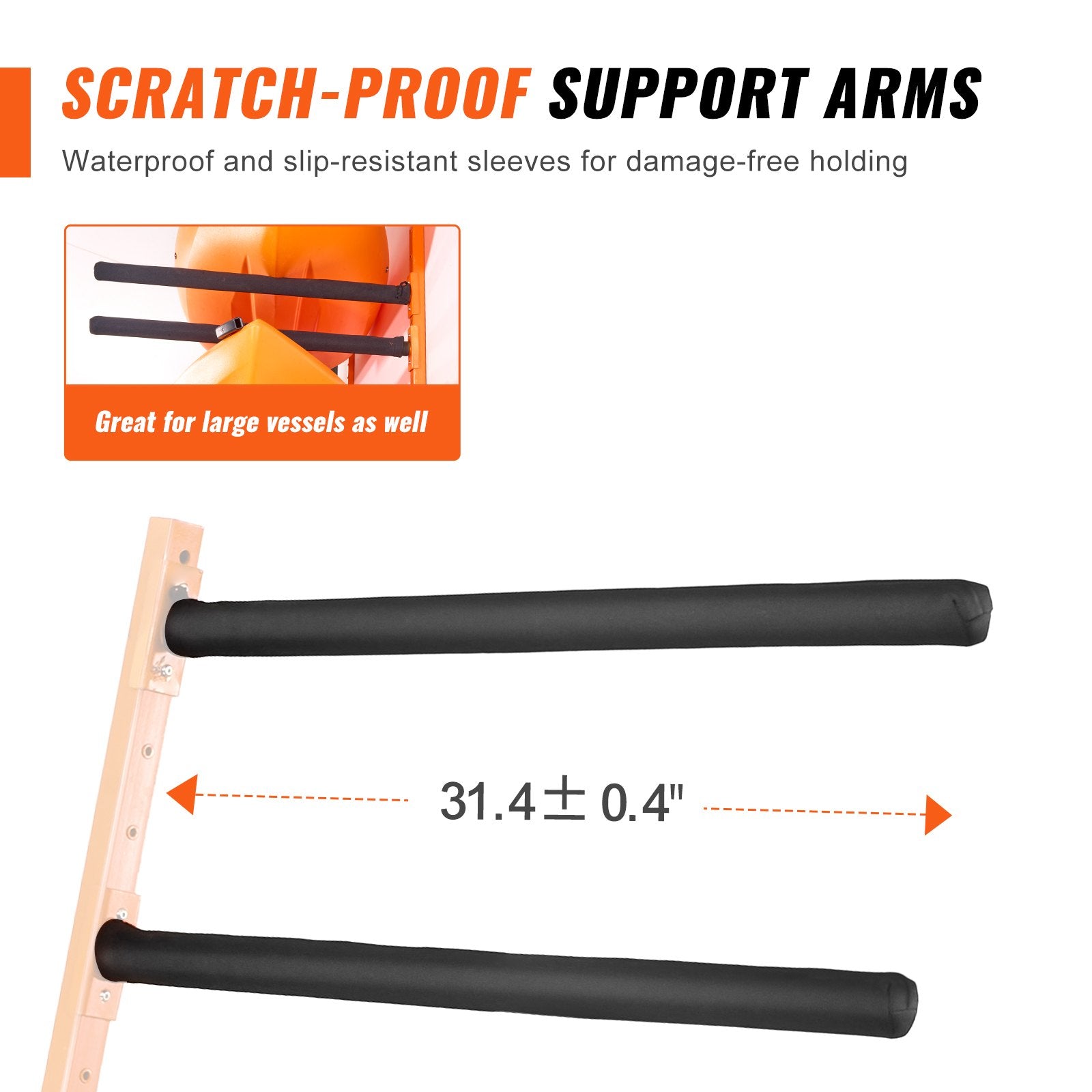 Wall Kayak Storage Rack 4-Capacity Adjustable Padded Arms 181.6kg Load