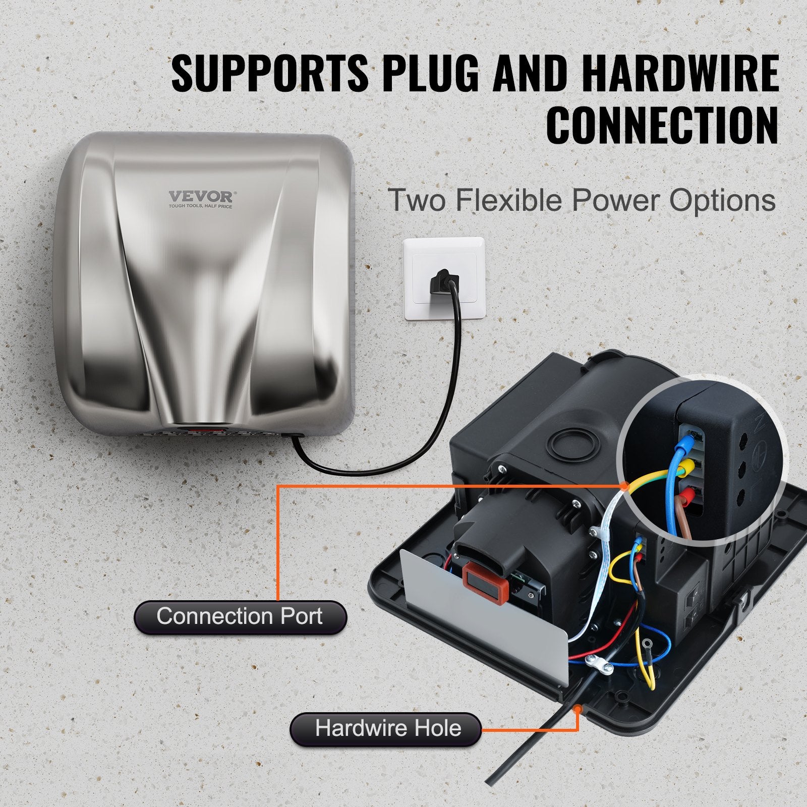 Heavy Duty Commercial Hand Dryer 1800W Automatic Stainless Steel