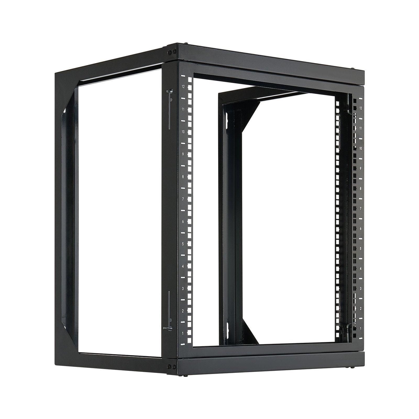 12U Wall Mount Server Rack 68.04kg Open Frame 180° Swing Door Black