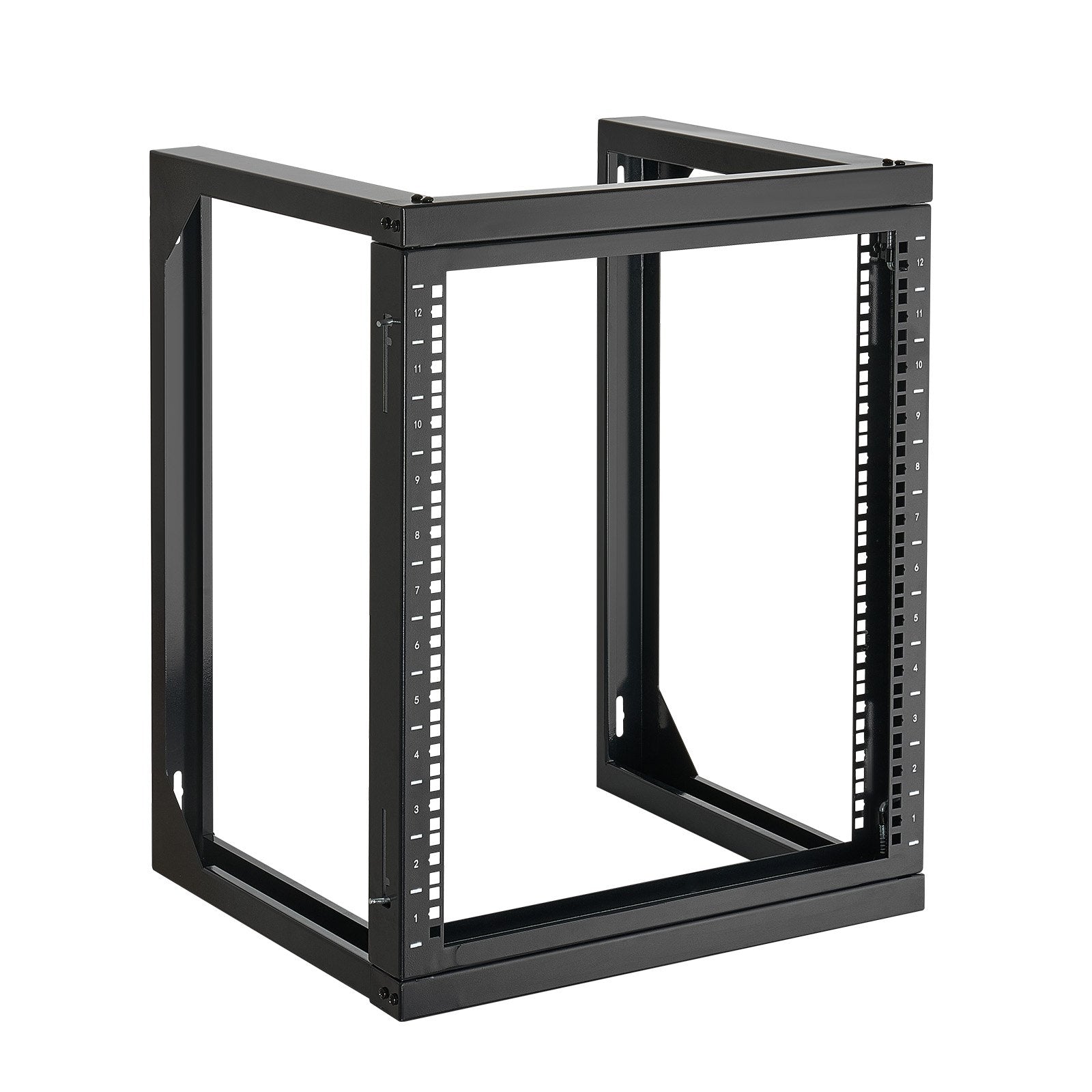 12U Wall Mount Server Rack 68.04kg Open Frame 180° Swing Door Black