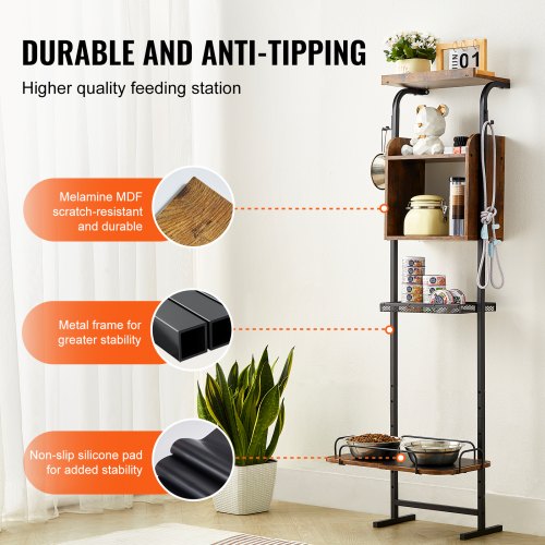 VEVOR Pet Feeding Station Elevated Dog Bowls with Storage Shelves