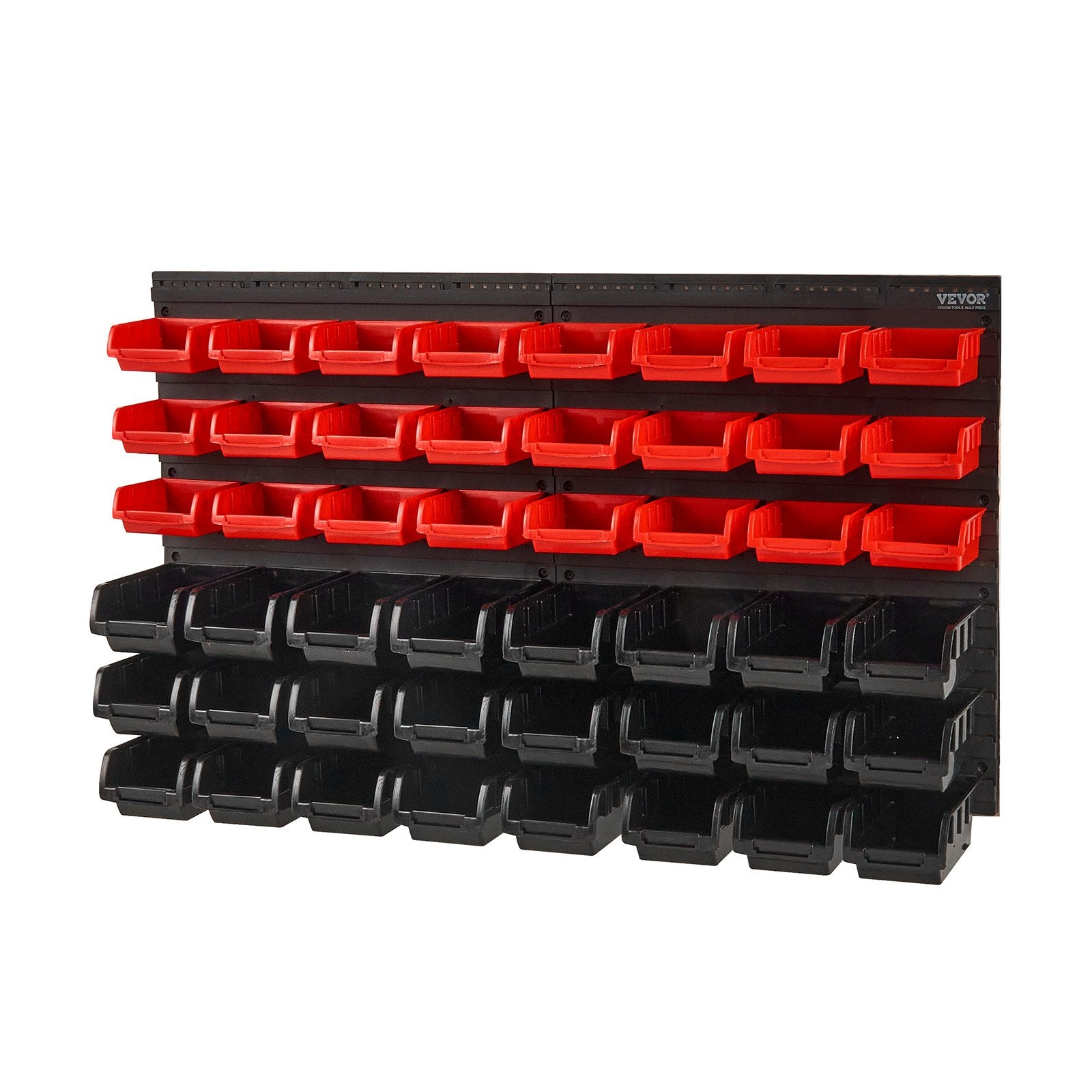 Wall Mounted 48-Bin Parts Rack Organizer with Wall Panels for Small Parts