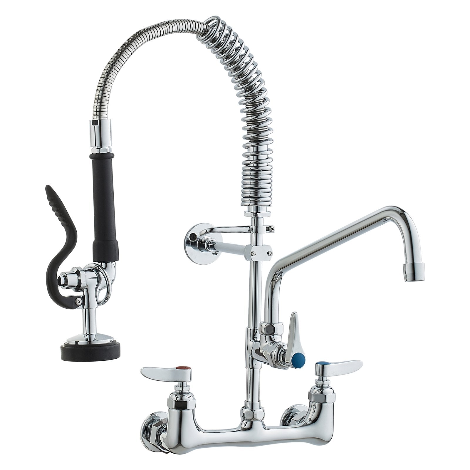 Commercial Pre-Rinse Kitchen Faucet 21" Wall Mount with 12" Swing Spout