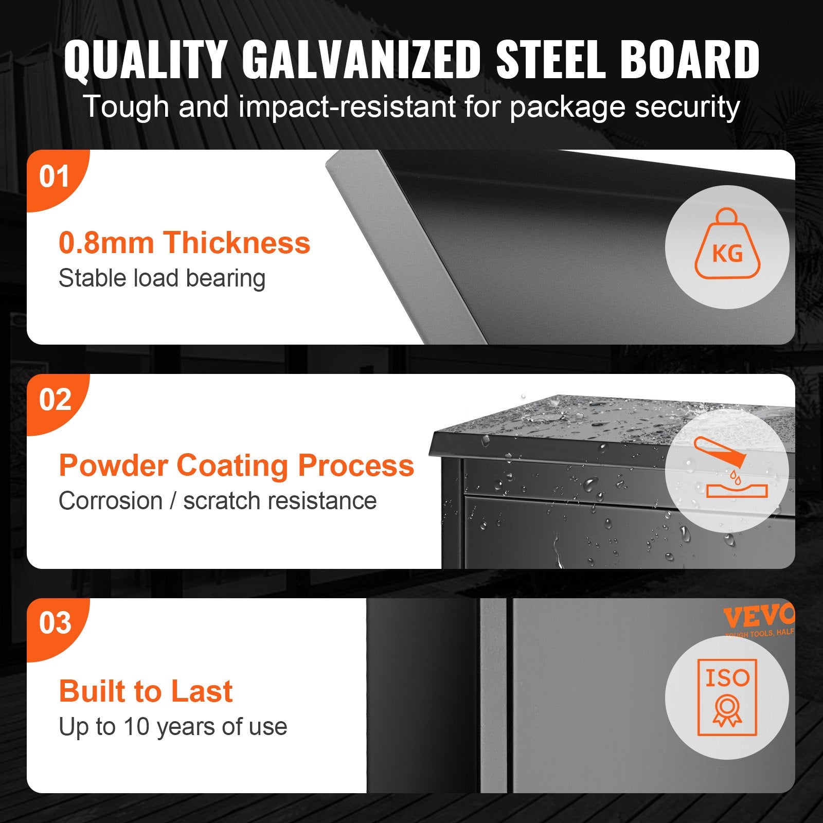 Package Delivery Boxes 15.4"x10.6"x20.5" Galvanized Steel Lockable Waterproof