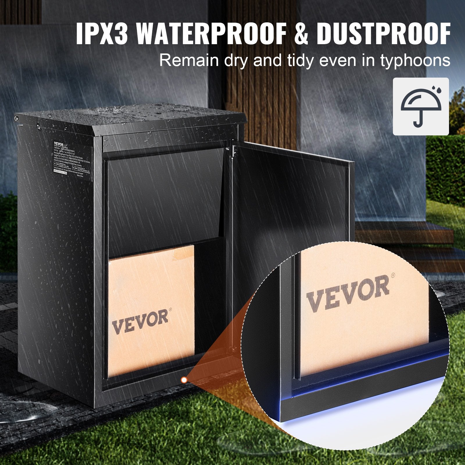 Package Delivery Boxes 15.4"x10.6"x20.5" Galvanized Steel Lockable Waterproof
