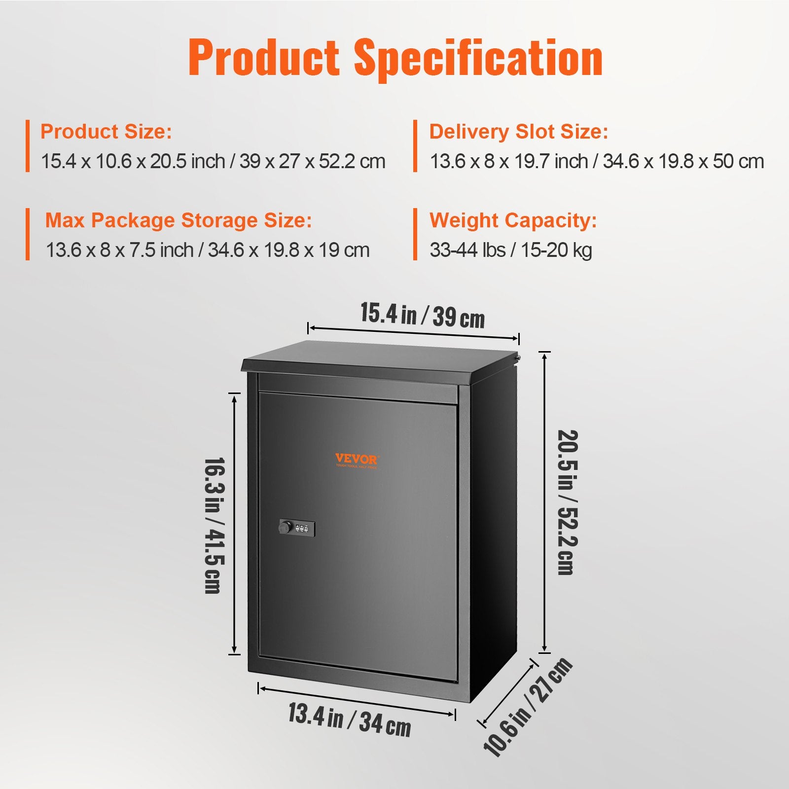 Package Delivery Boxes 15.4"x10.6"x20.5" Galvanized Steel Lockable Waterproof