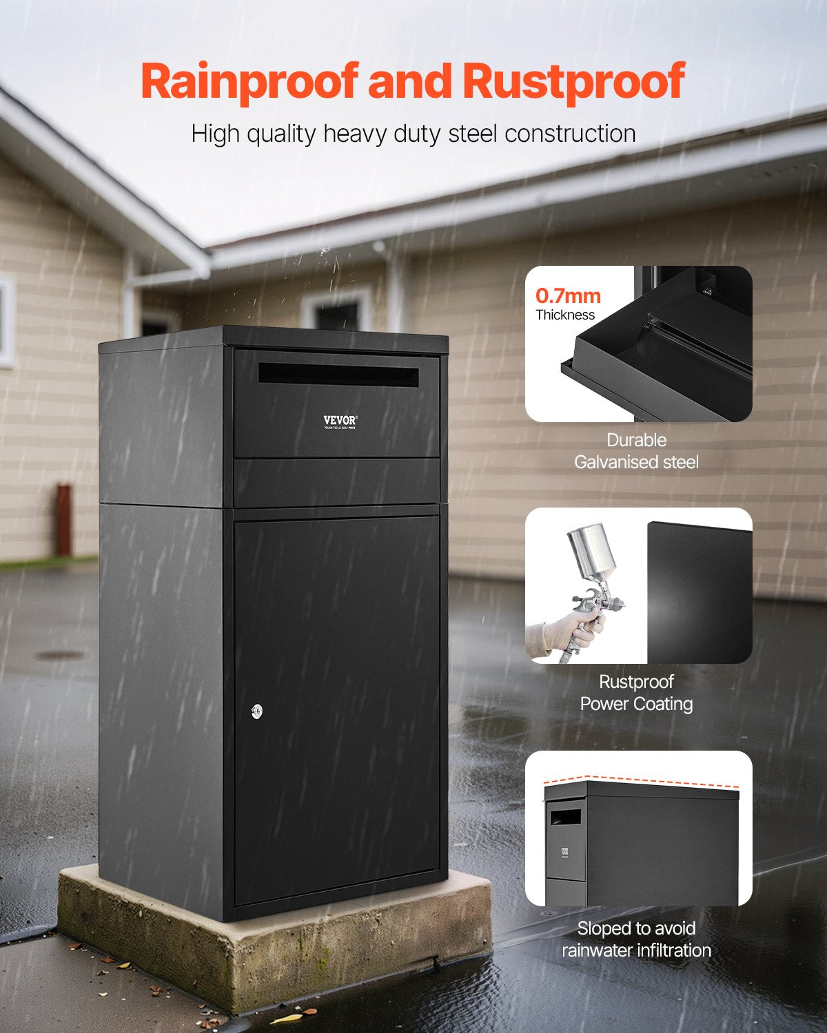 Delivery Box Package 90.9cm Galvanized Steel Lockable Anti-Theft Weatherproof