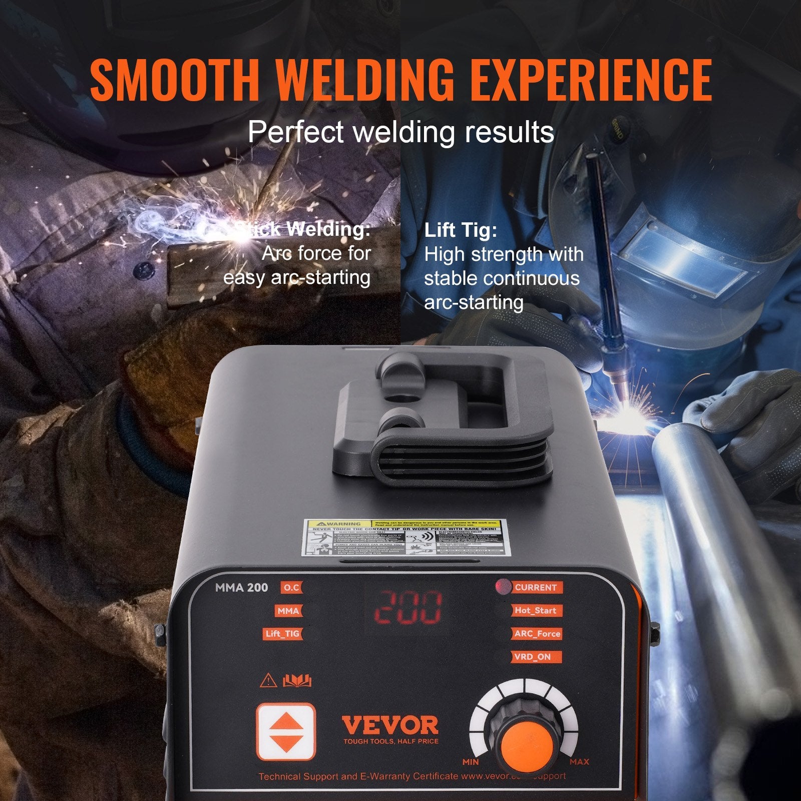 Stick Welder 220V 200A ARC/Lift TIG 2-in-1 Portable Welding Machine LED Display