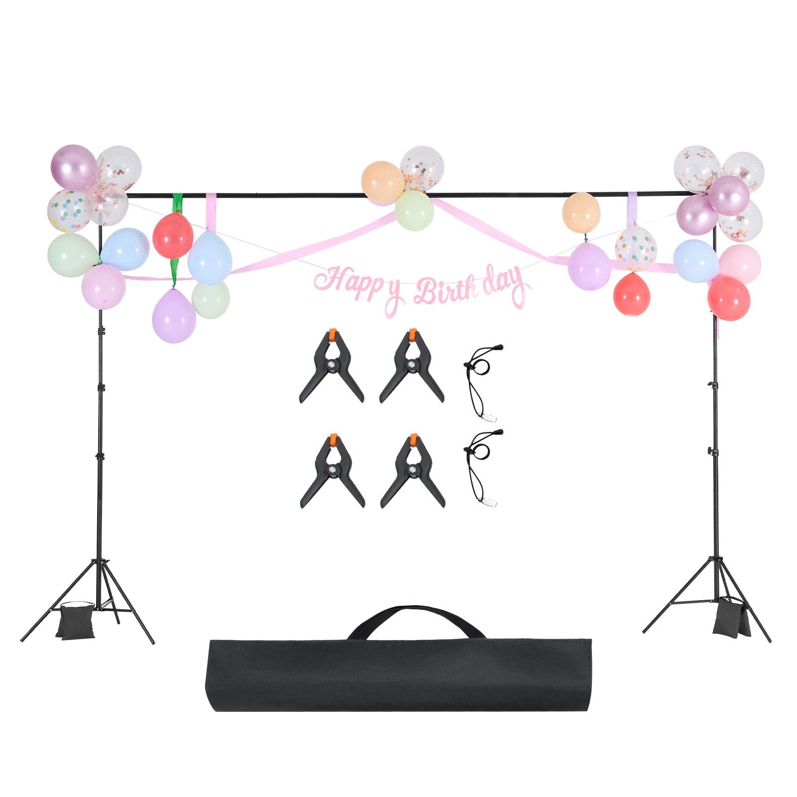 Backdrop Stand 298x300cm Adjustable Photo Background 4 Crossbars Heavy Duty