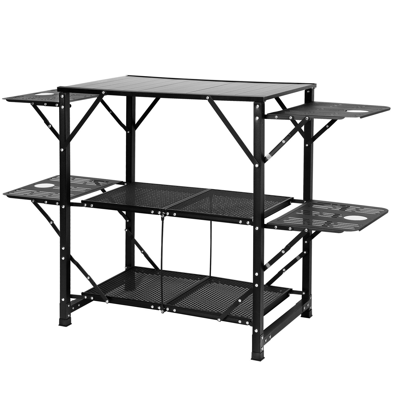Camping Kitchen Table One-Piece Folding Portable Cook Station Aluminum Outdoor