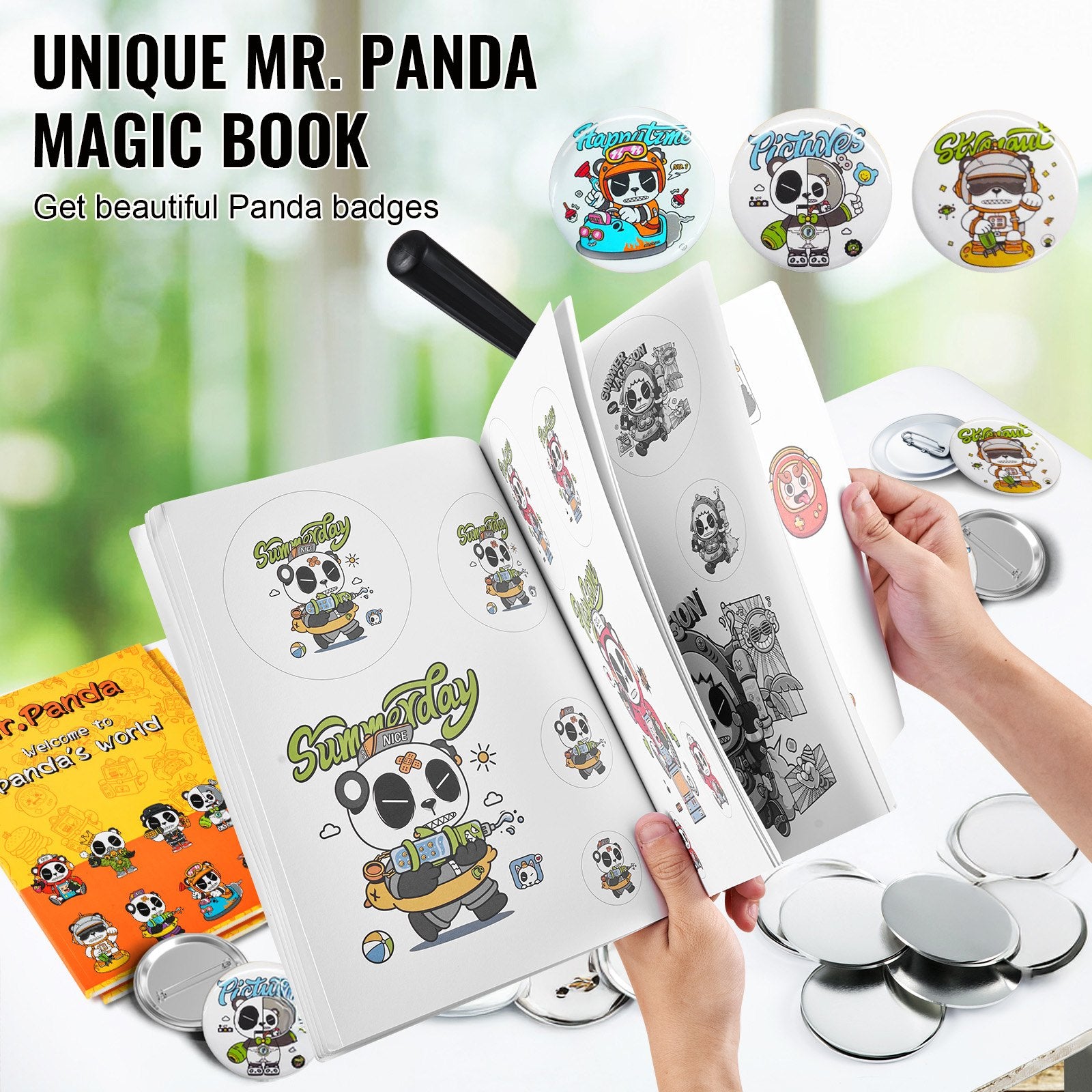 Button Maker Machine 2.25" 58MM Badge Pin Machine Press Kit with 500 Parts