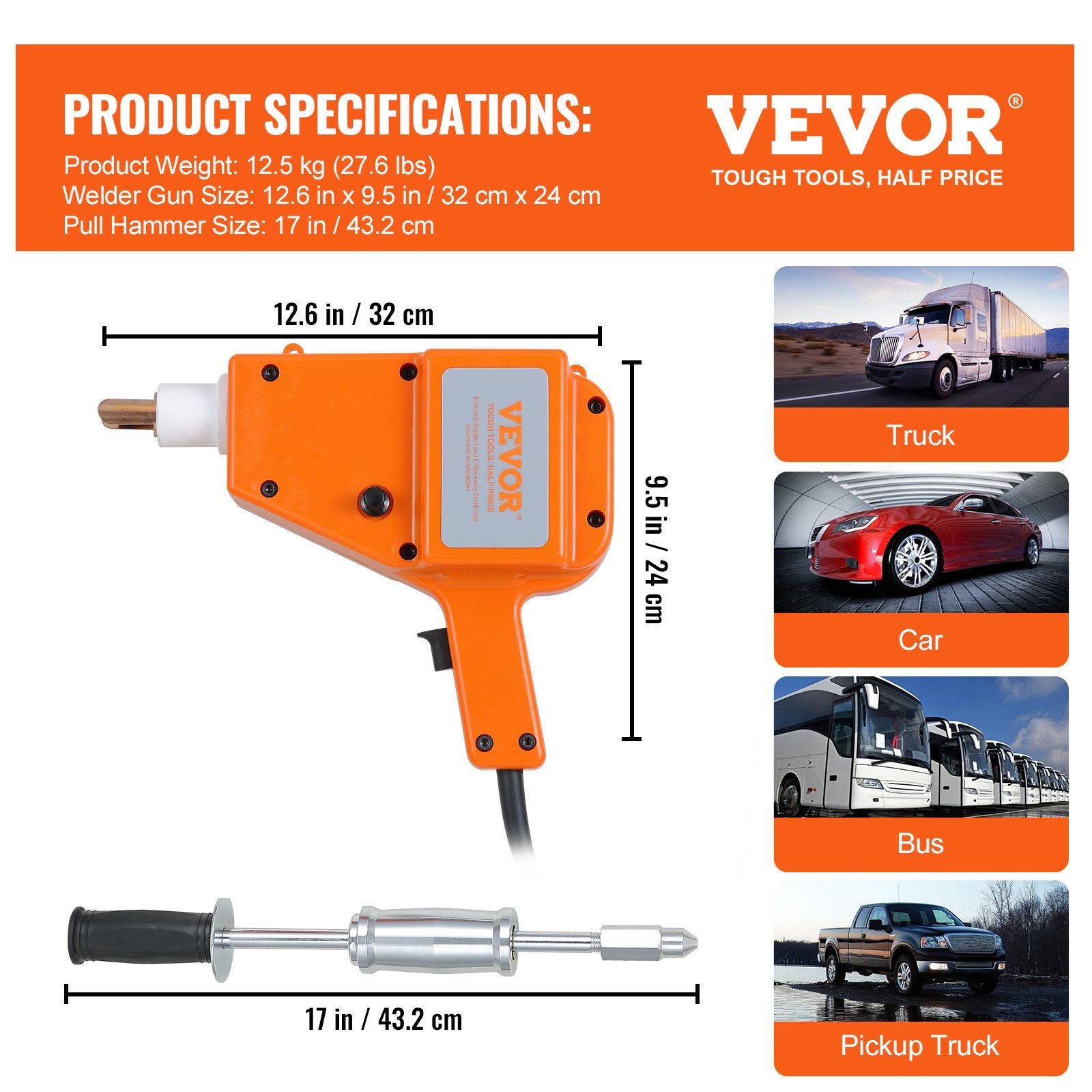 Stud Welder Kit 5500 Dent Repair 800VA Spot Welder Stud Gun Puller Kit