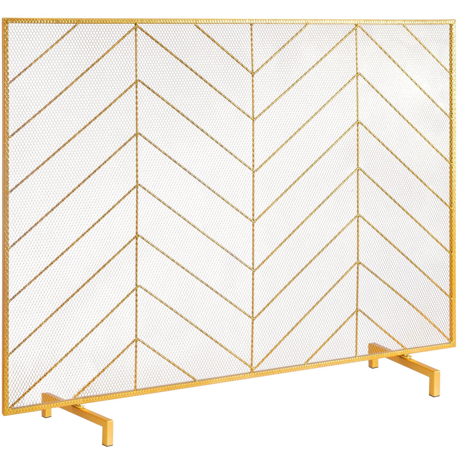 980x758mm Single Panel Fireplace Screen Gold