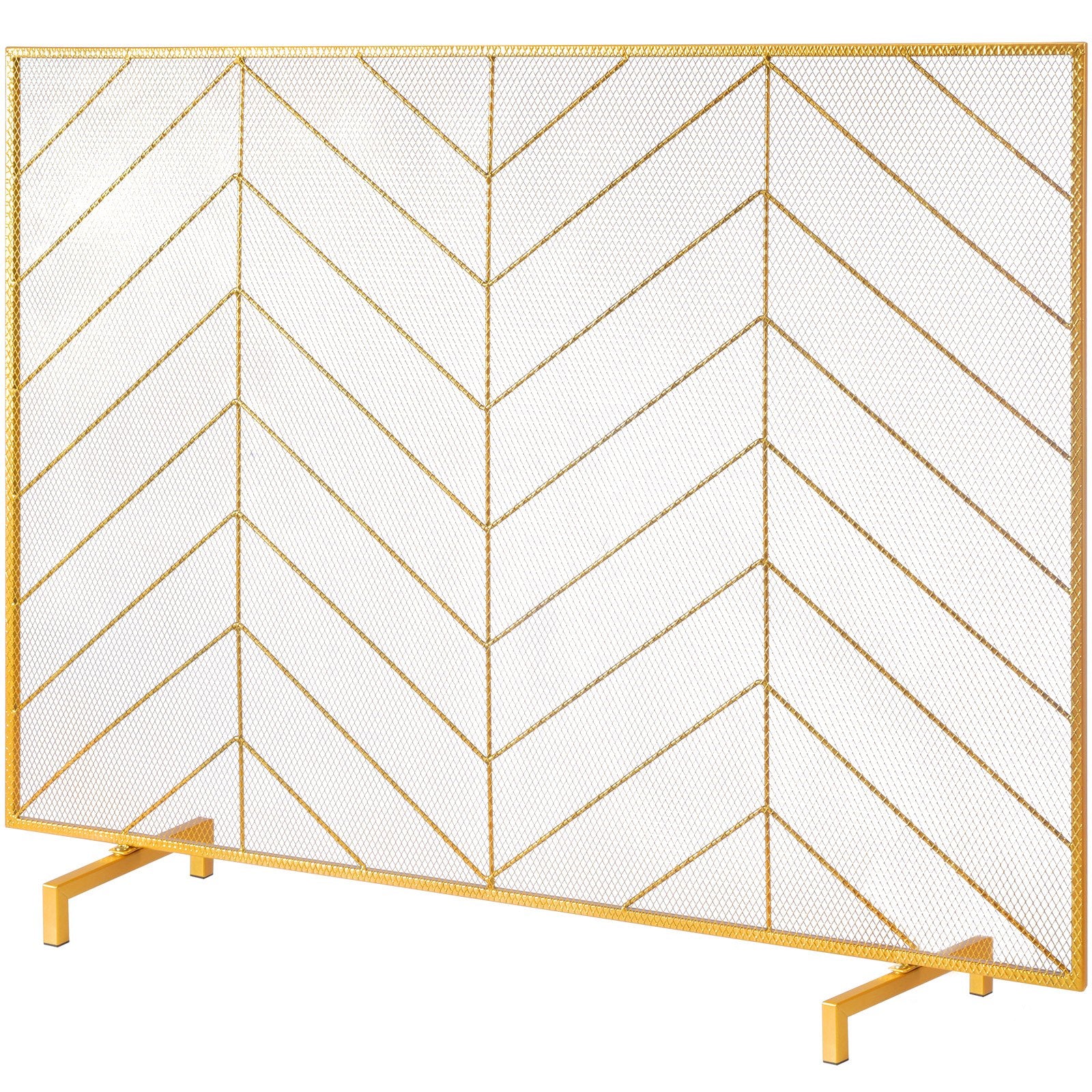 980x758mm Single Panel Fireplace Screen Gold