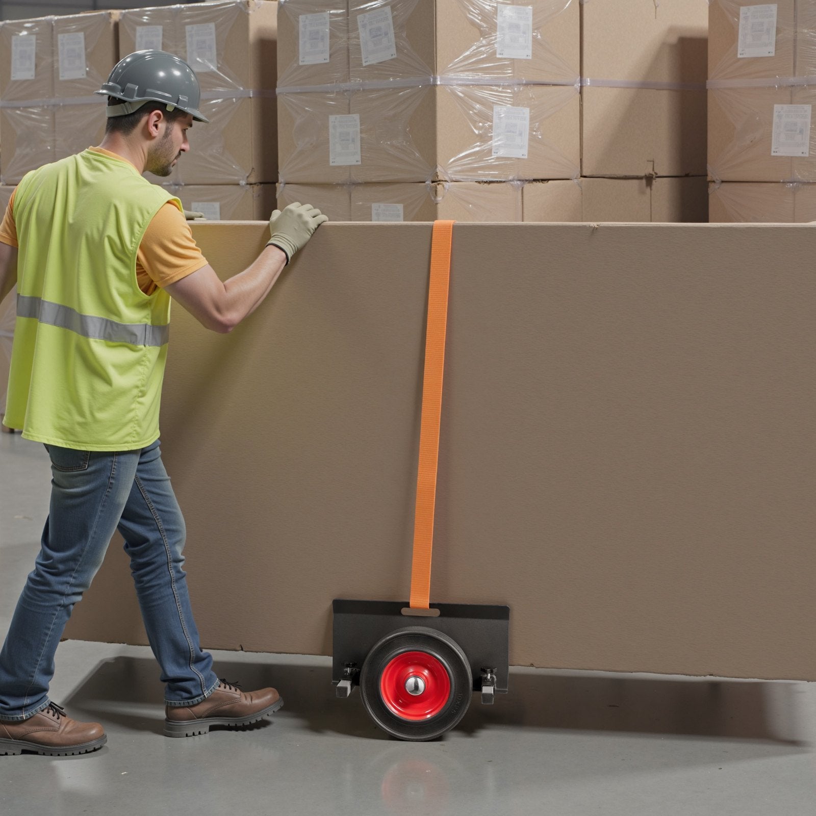 Panel Dolly 453.6kg Load Adjustable Drywall Mover with 25cm Rubber Wheels, Black