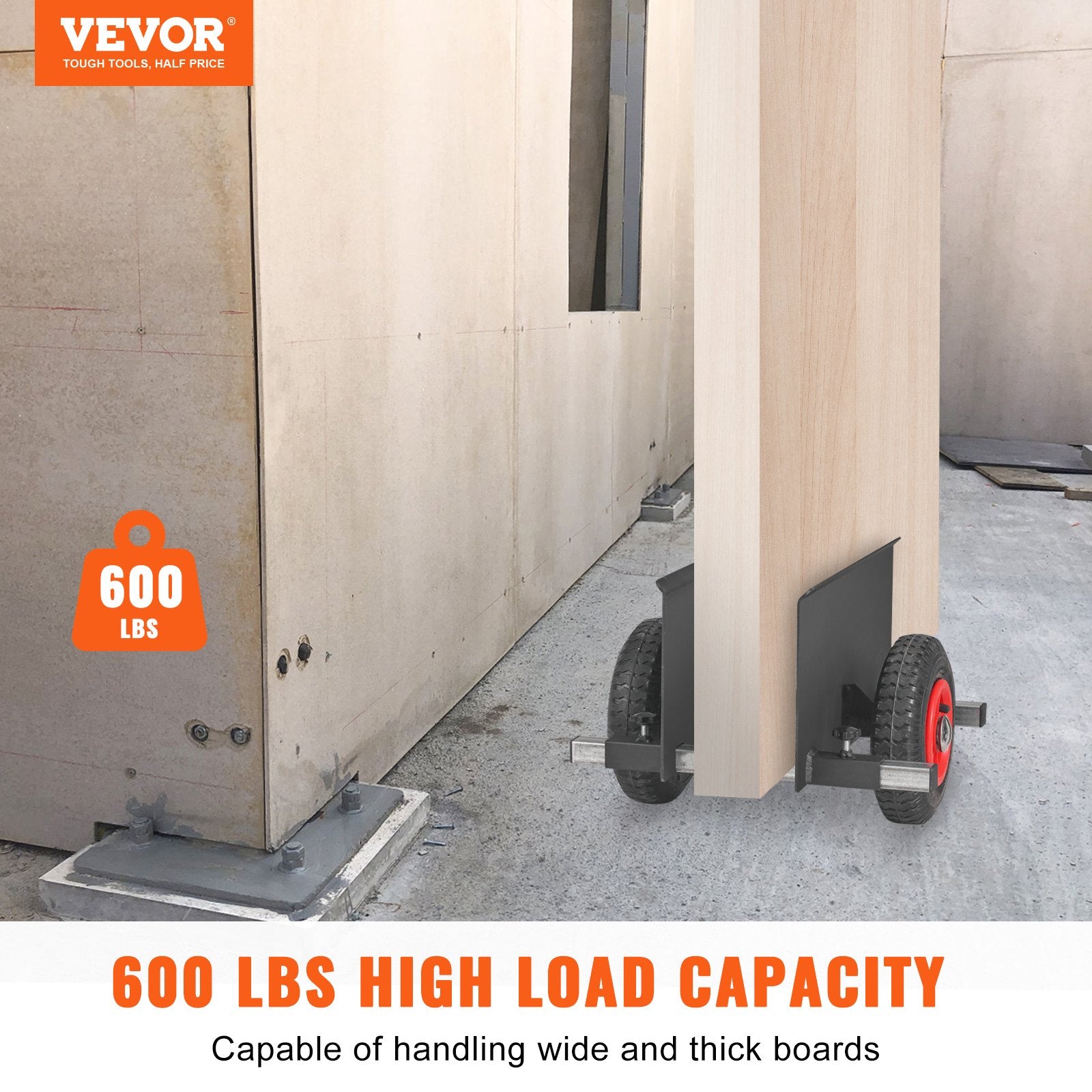 Panel Dolly 600LBS Capacity Heavy-Duty Drywall Mover Adjustable 8" Wheels