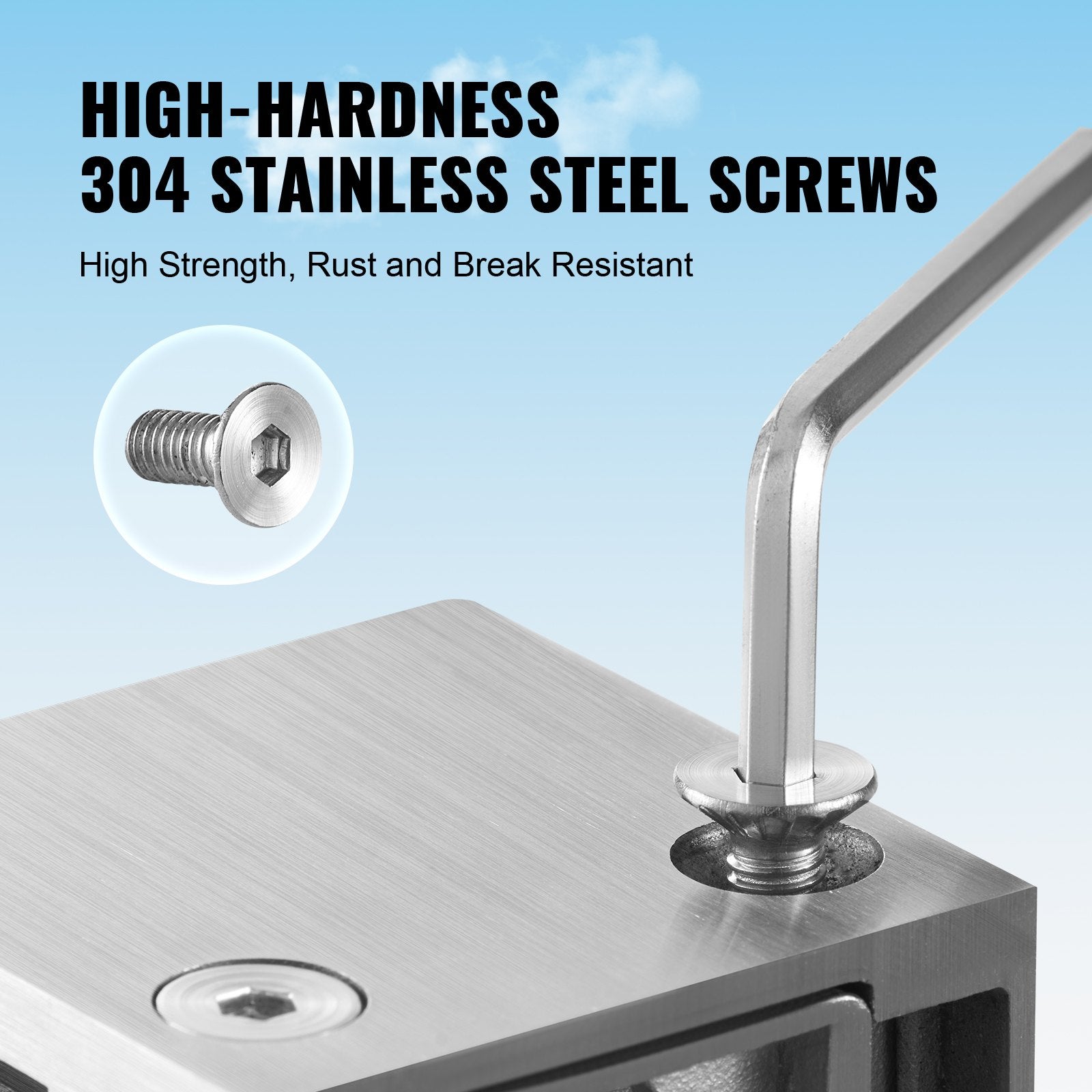 Glass Clamp 4PCS Square 304 Stainless Steel for 0.31"-0.47" Glass Silver