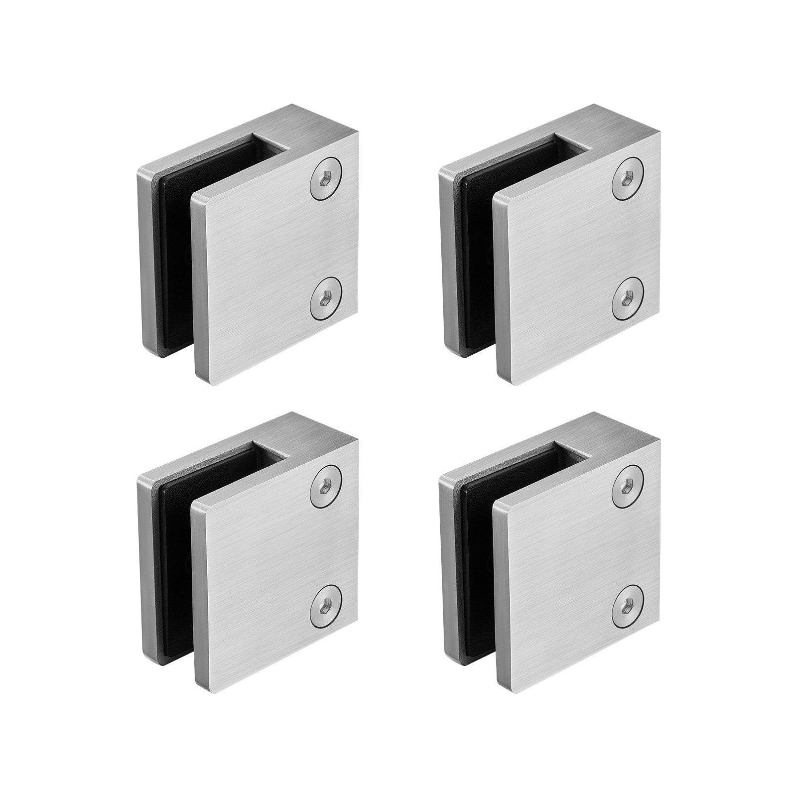 Glass Clamp 4PCS Square 304 Stainless Steel for 0.31"-0.47" Glass Silver
