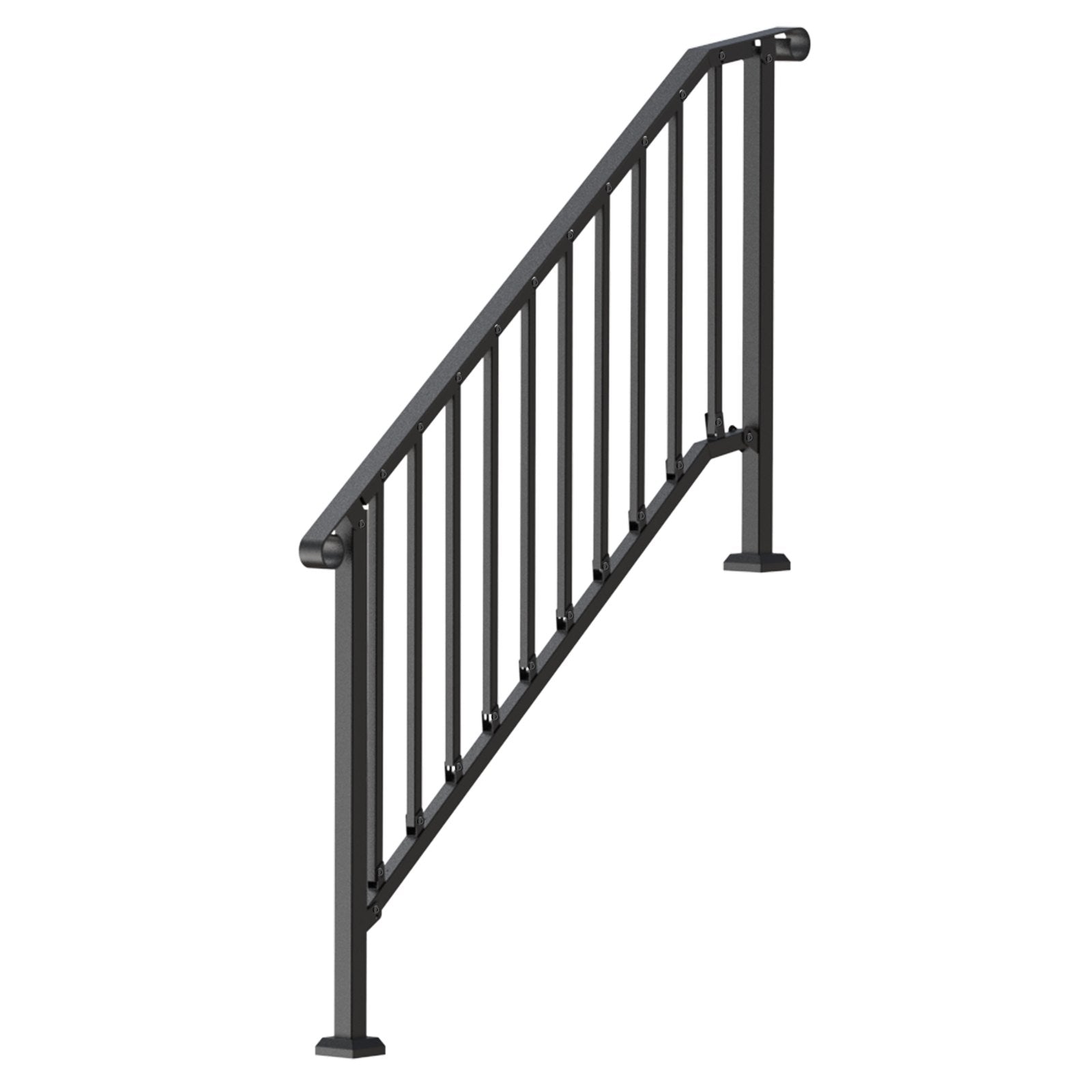 Outdoor Step Handrails, 5-Step Stair Rail Kit, Carbon Steel, Black Retro Arch