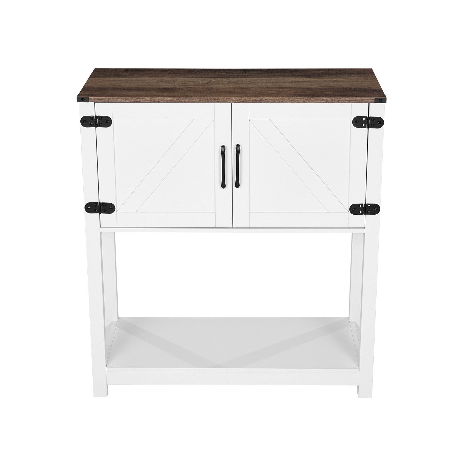 Coffee Bar Cabinet 80x35x88cm Farmhouse 3-Tier Storage with Magnet Doors