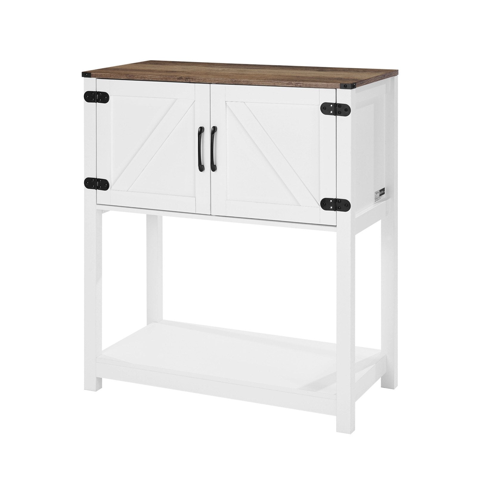 Coffee Bar Cabinet 80x35x88cm Farmhouse 3-Tier Storage with Magnet Doors