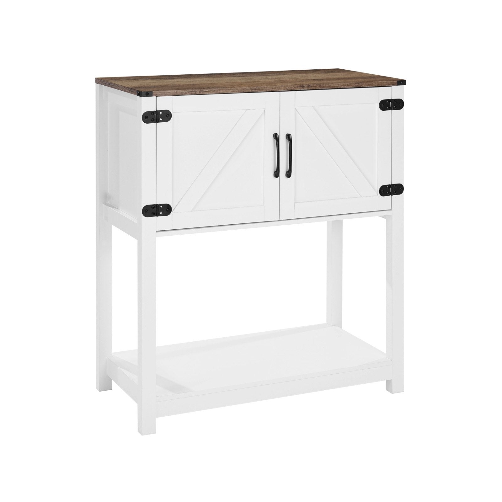 Coffee Bar Cabinet 80x35x88cm Farmhouse 3-Tier Storage with Magnet Doors