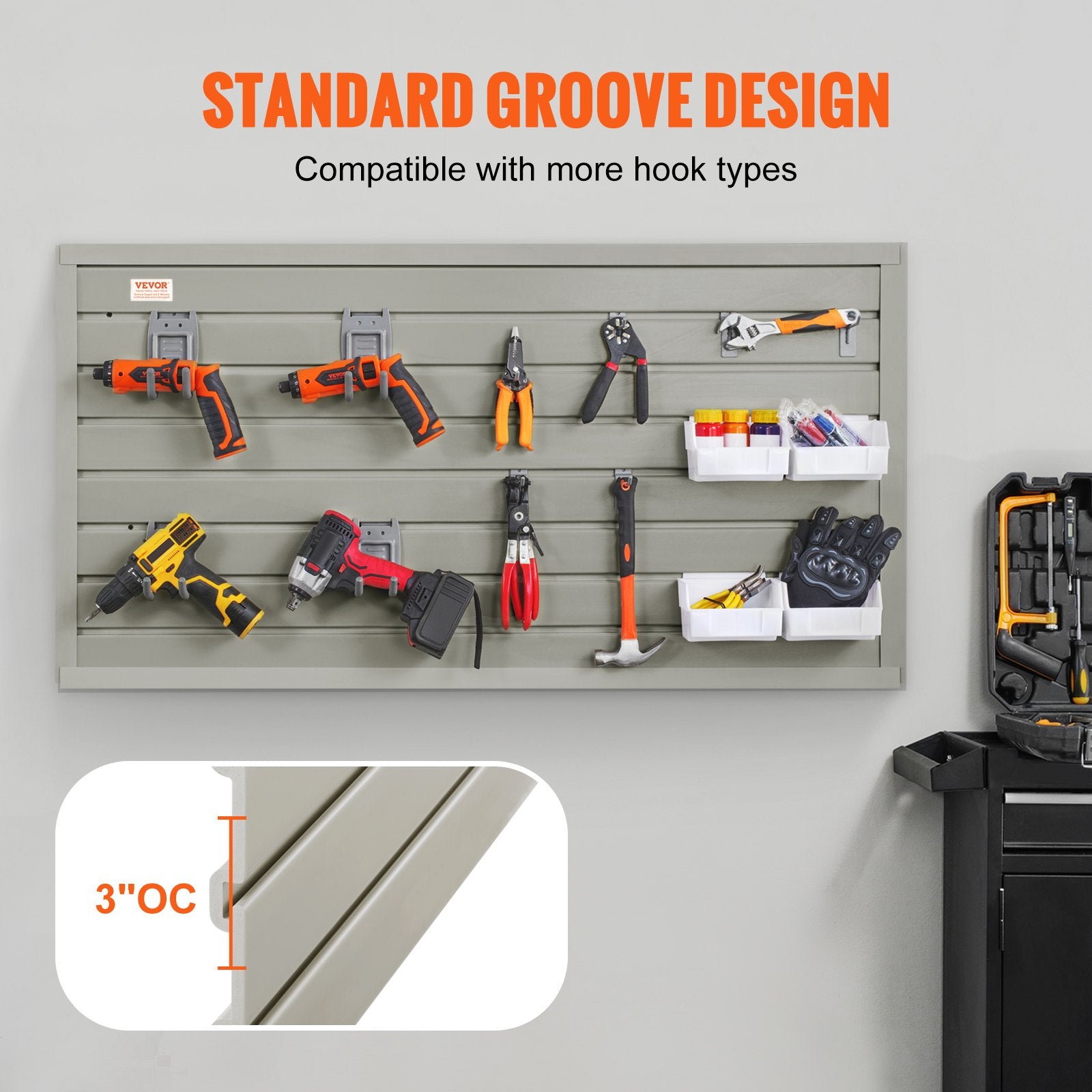 Slatwall Panels 121.9x30.48cm Gray Set of 2 Heavy Duty Garage Wall Organizer