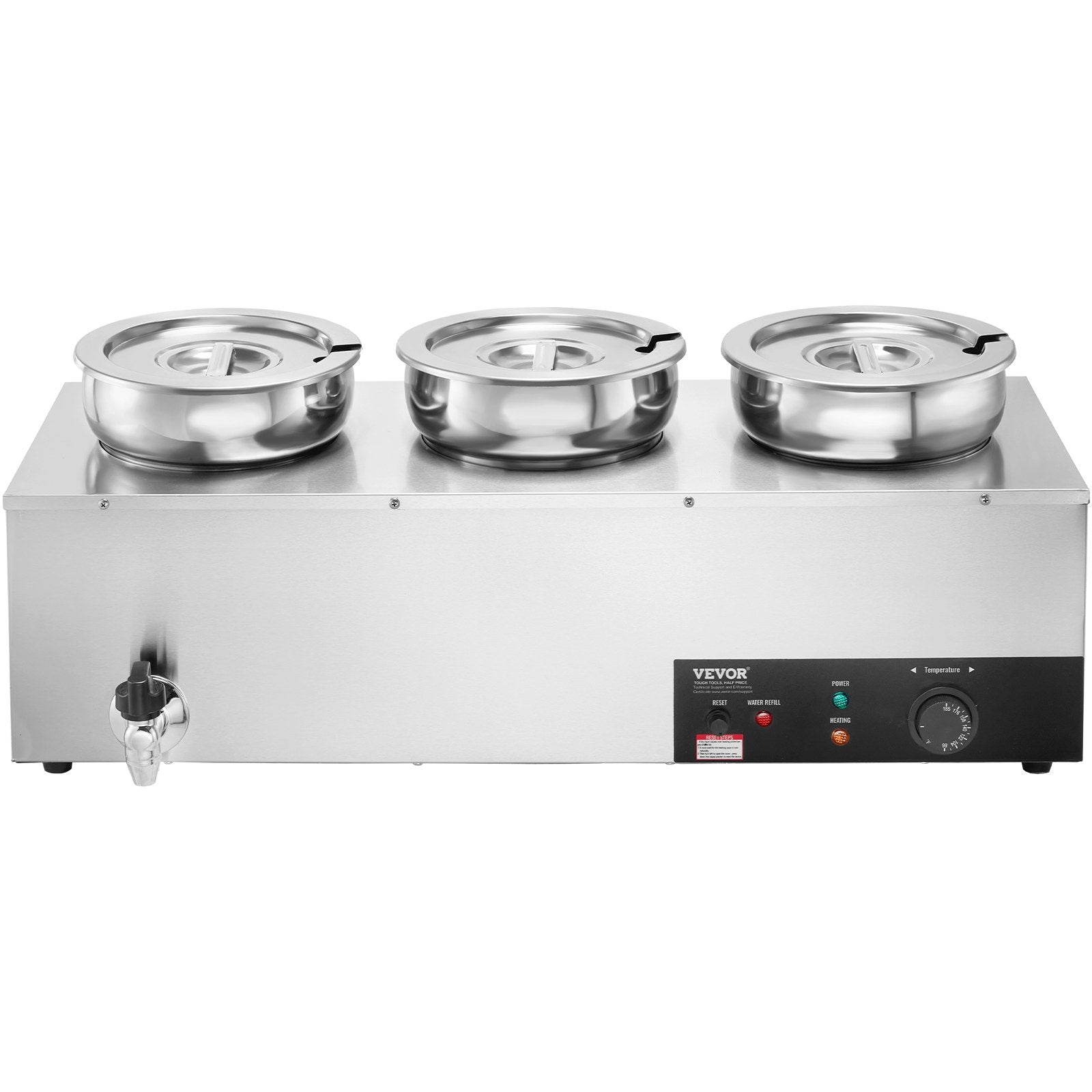 Electric Soup Warmer 3×7.4QT Steel Pots 1200W Adjustable Temp Bain Marie