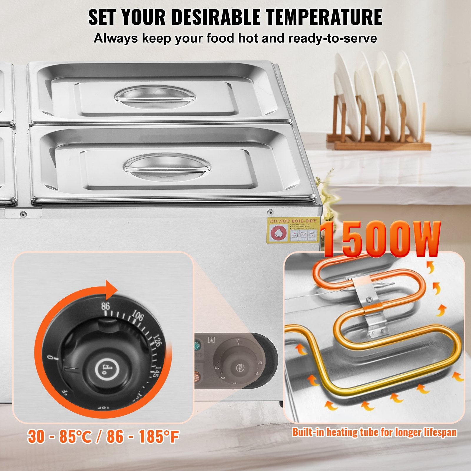 Commercial Electric Food Warmer Countertop Buffet 4x12 Qt Pan Bain Marie