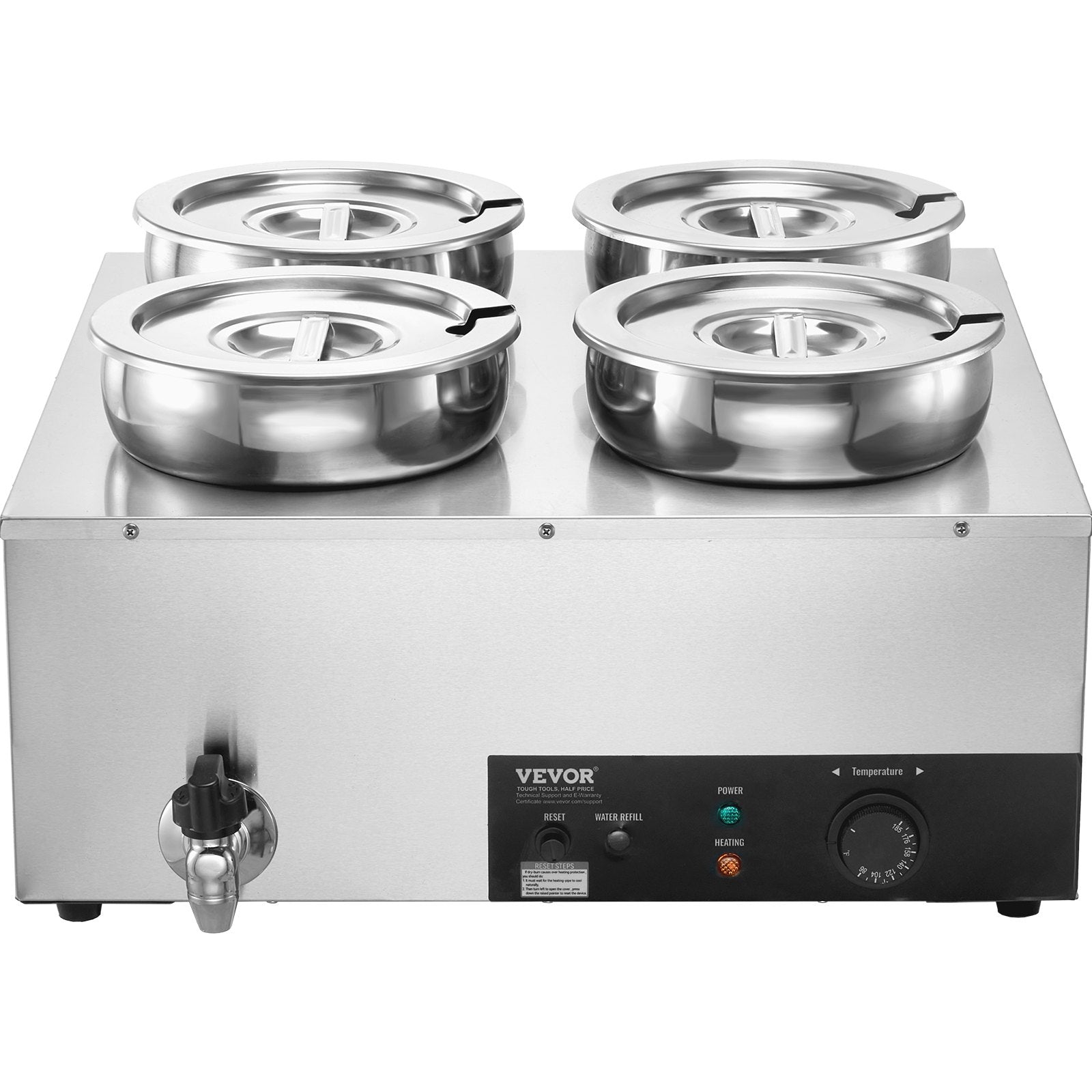 Electric Soup Warmer 4×7.4QT Stainless Steel 1500W Adjustable Temp Bain Marie