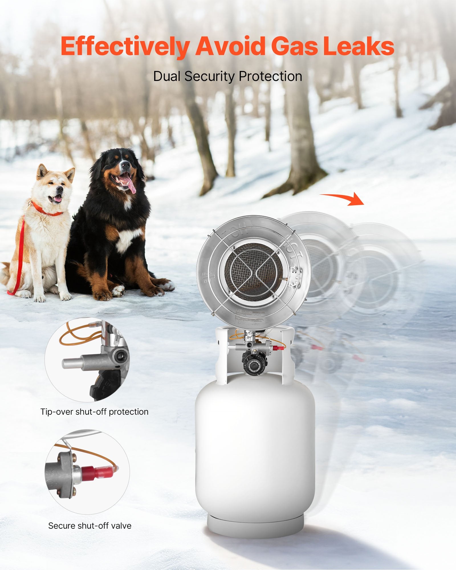 Tank Top Heater Propane with Trolley 15000 BTU Infrared 180 Degree Tanks