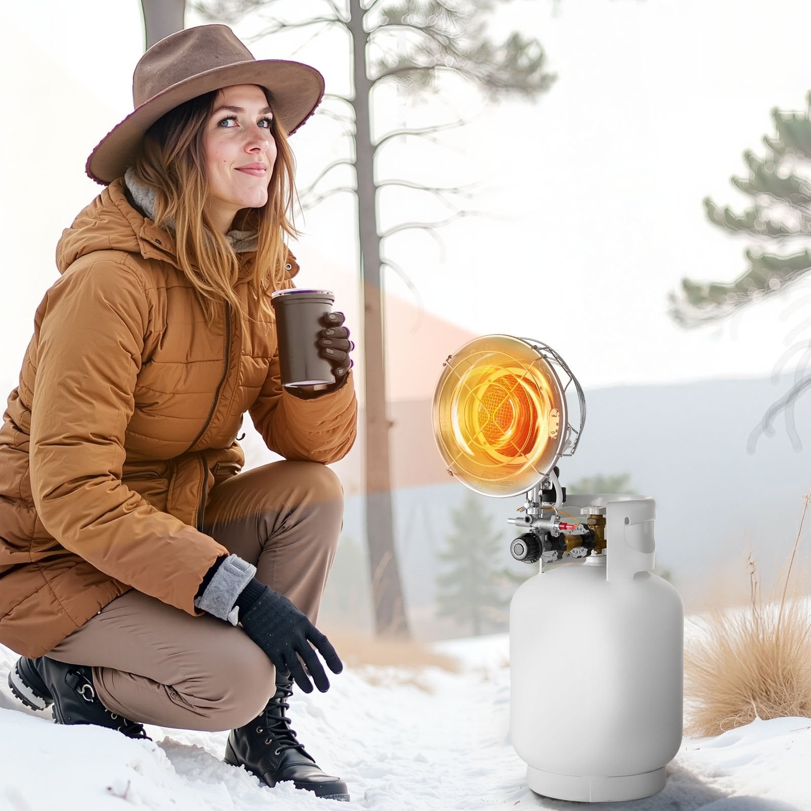 Tank Top Heater Propane with Trolley 15000 BTU Infrared 180 Degree Tanks