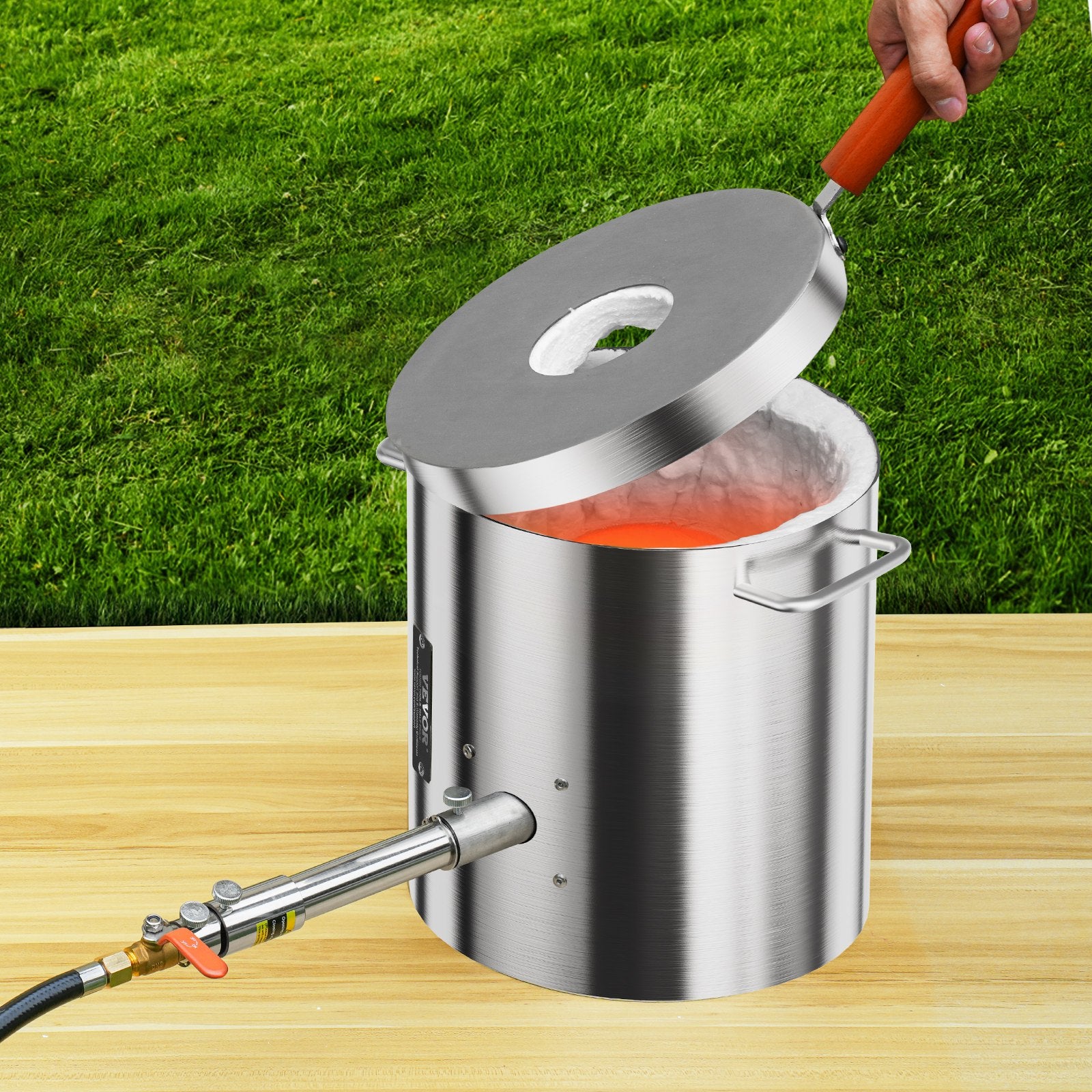 Propane Melting Furnace Kit 8KG Gas Foundry Kiln Crucible Tongs Wooden Handle