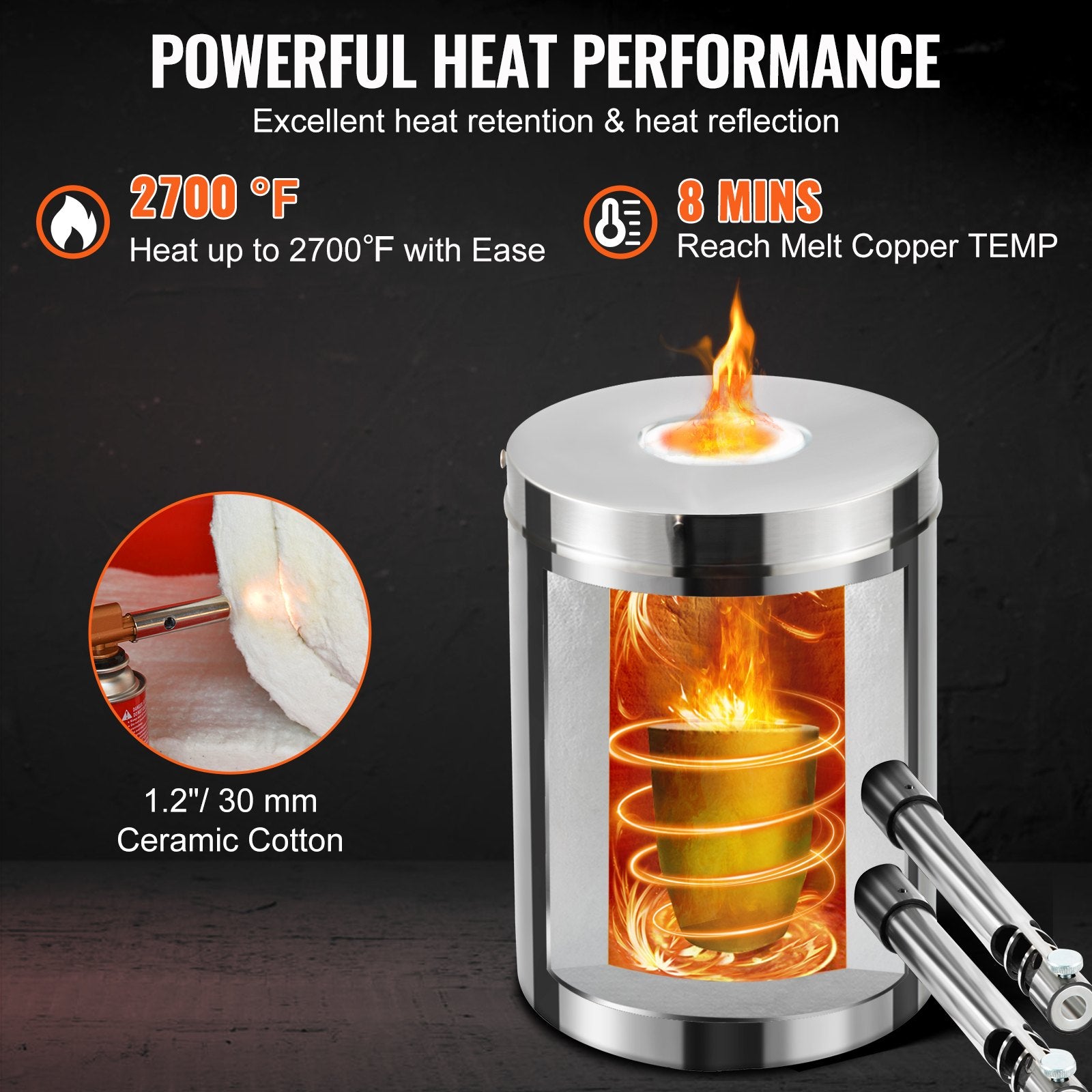 Propane Melting Furnace Kit 8KG Gas Metal Foundry Kiln Crucible Tongs Casting