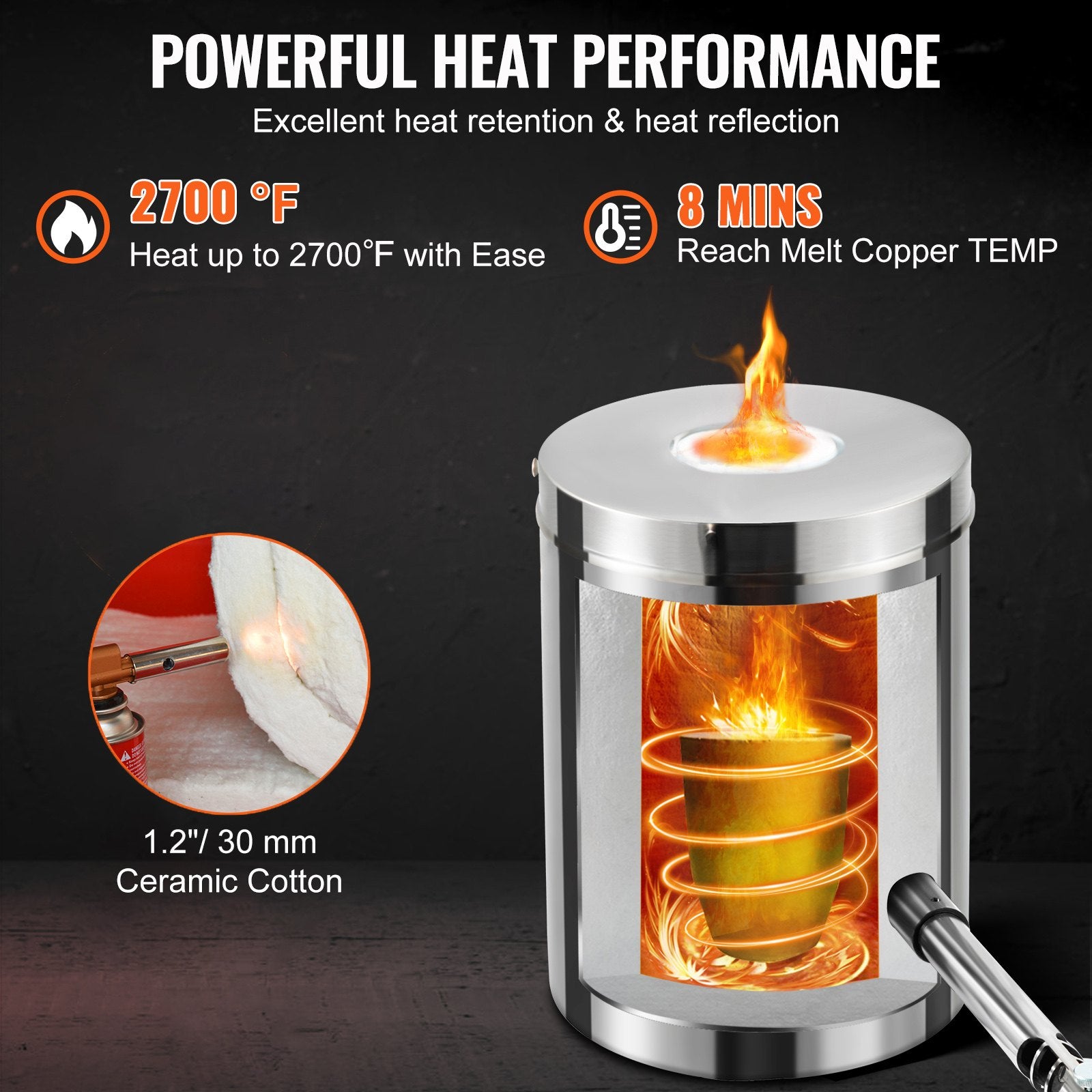 Propane Melting Furnace Kit 6KG Foundry Kiln Crucible Tongs Stainless Steel