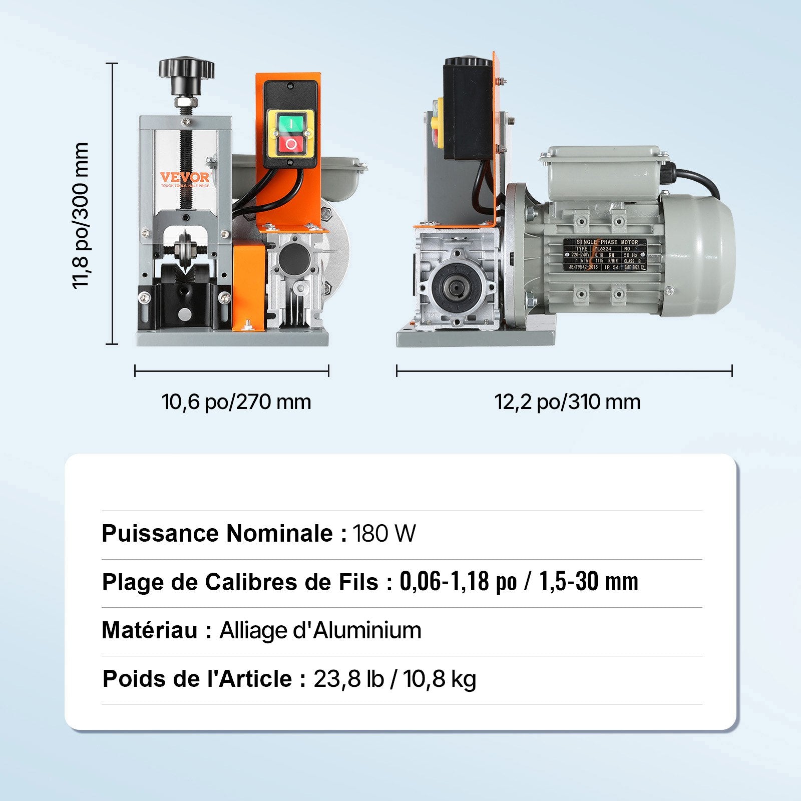 Automatic Wire Stripping Machine 0.06-1.18'' 180W Electric Cable Stripper