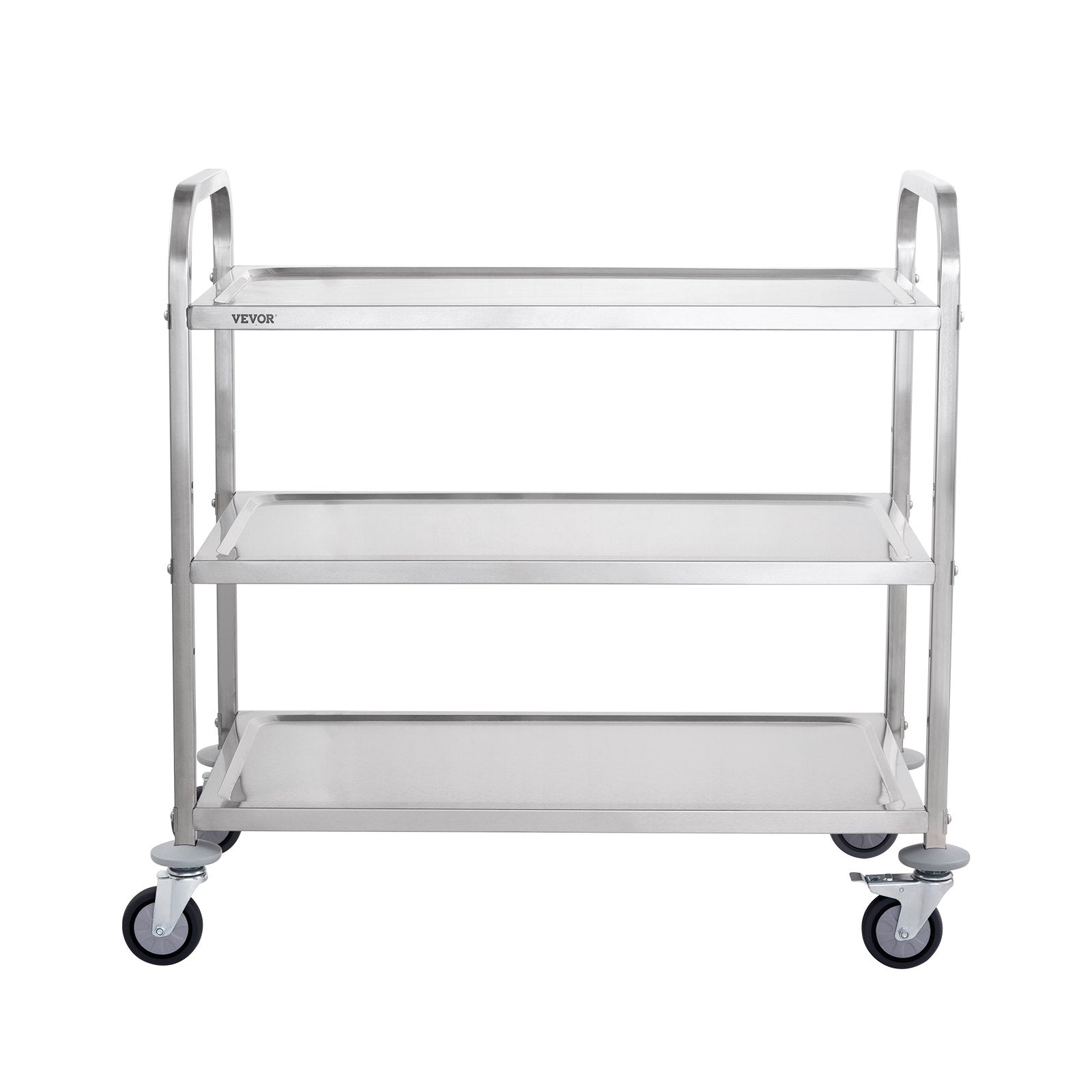 Kitchen Utility Cart 3-Tier Steel Rolling 204KG with Wheels and Hooks