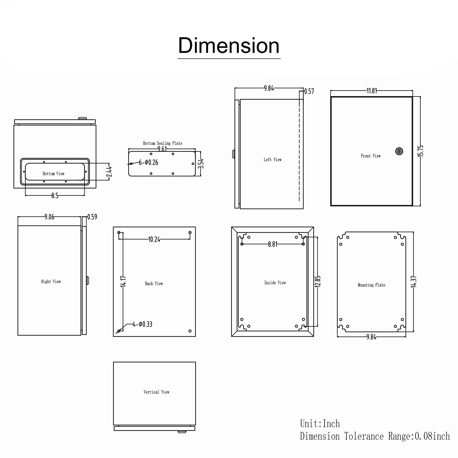 Steel Electrical Box 40x30x25cm 304 Stainless Wall-Mounted IP66 Waterproof