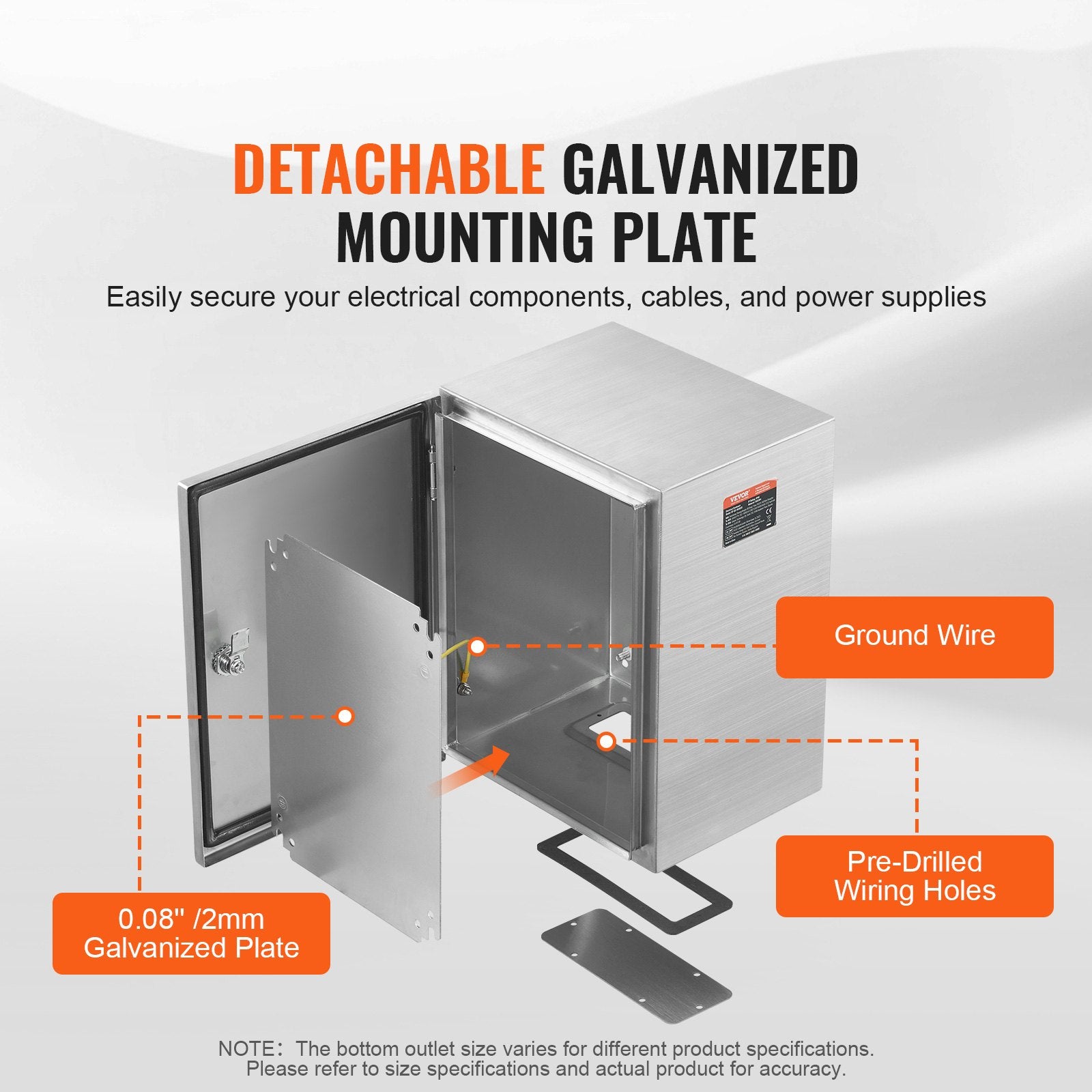 304 Stainless Steel Electrical Box 40x30x15cm IP66 Wall Mount Enclosure