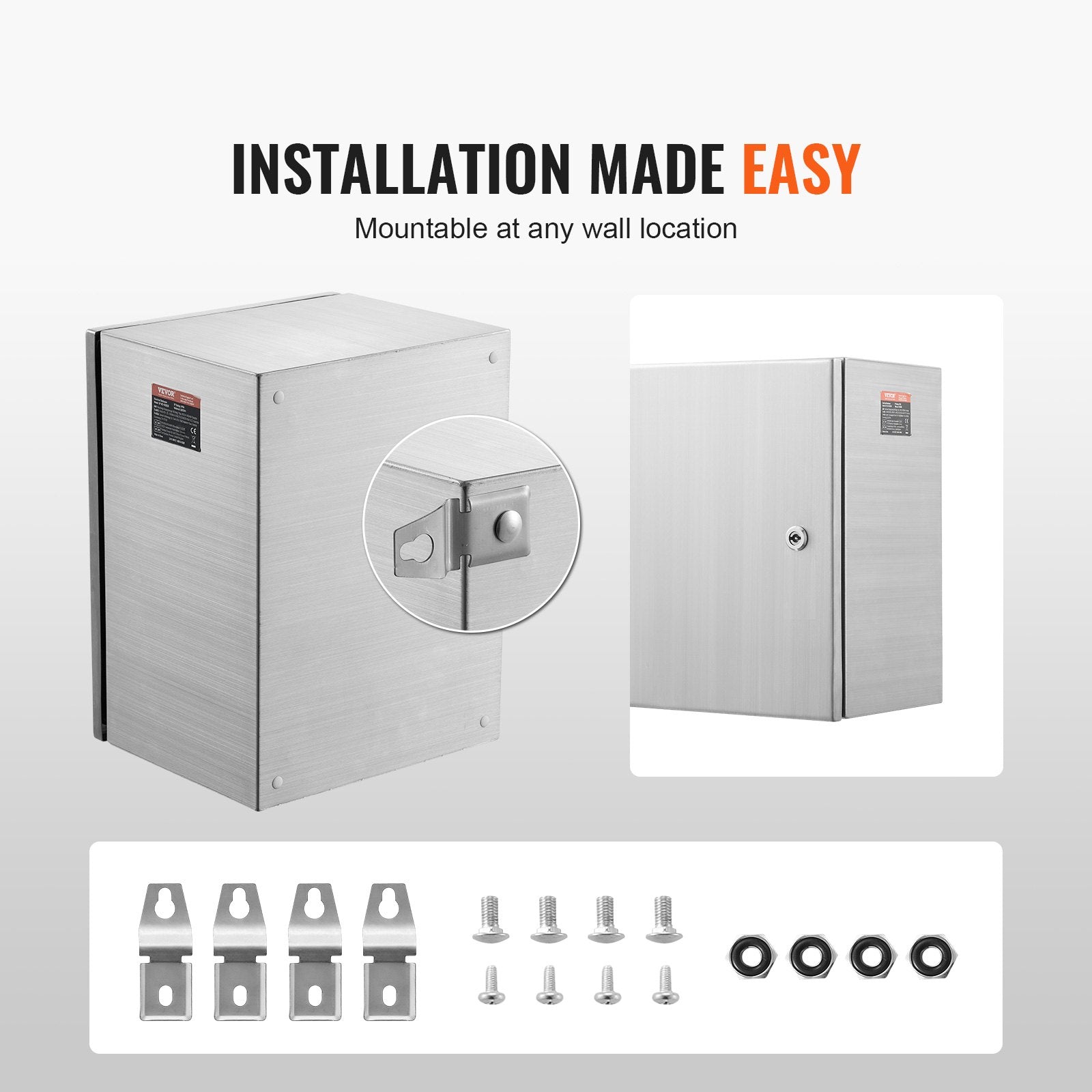 304 Stainless Steel Electrical Box 40x30x15cm IP66 Wall Mount Enclosure