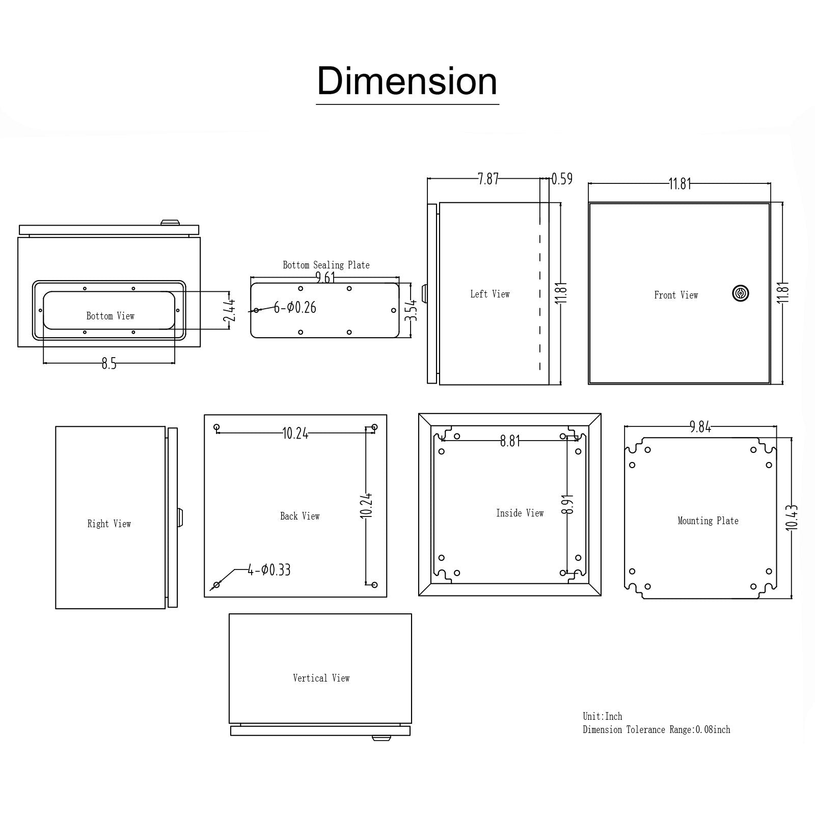 304 Stainless Steel Electrical Box 40x30x15cm IP66 Wall Mount Enclosure