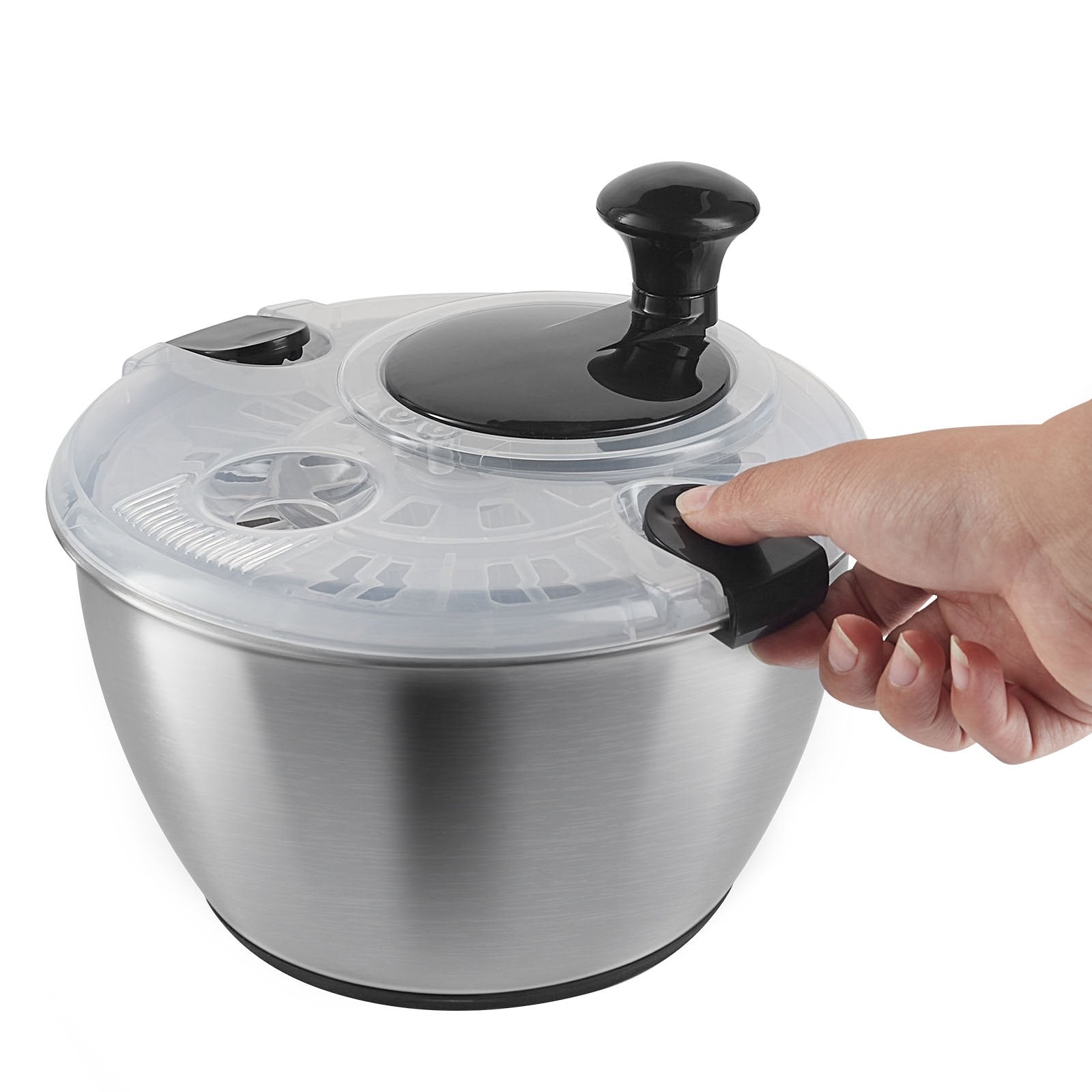 Stainless Steel Salad Spinner 4.5L One-Handed Easy Press 304 Bowl Greens