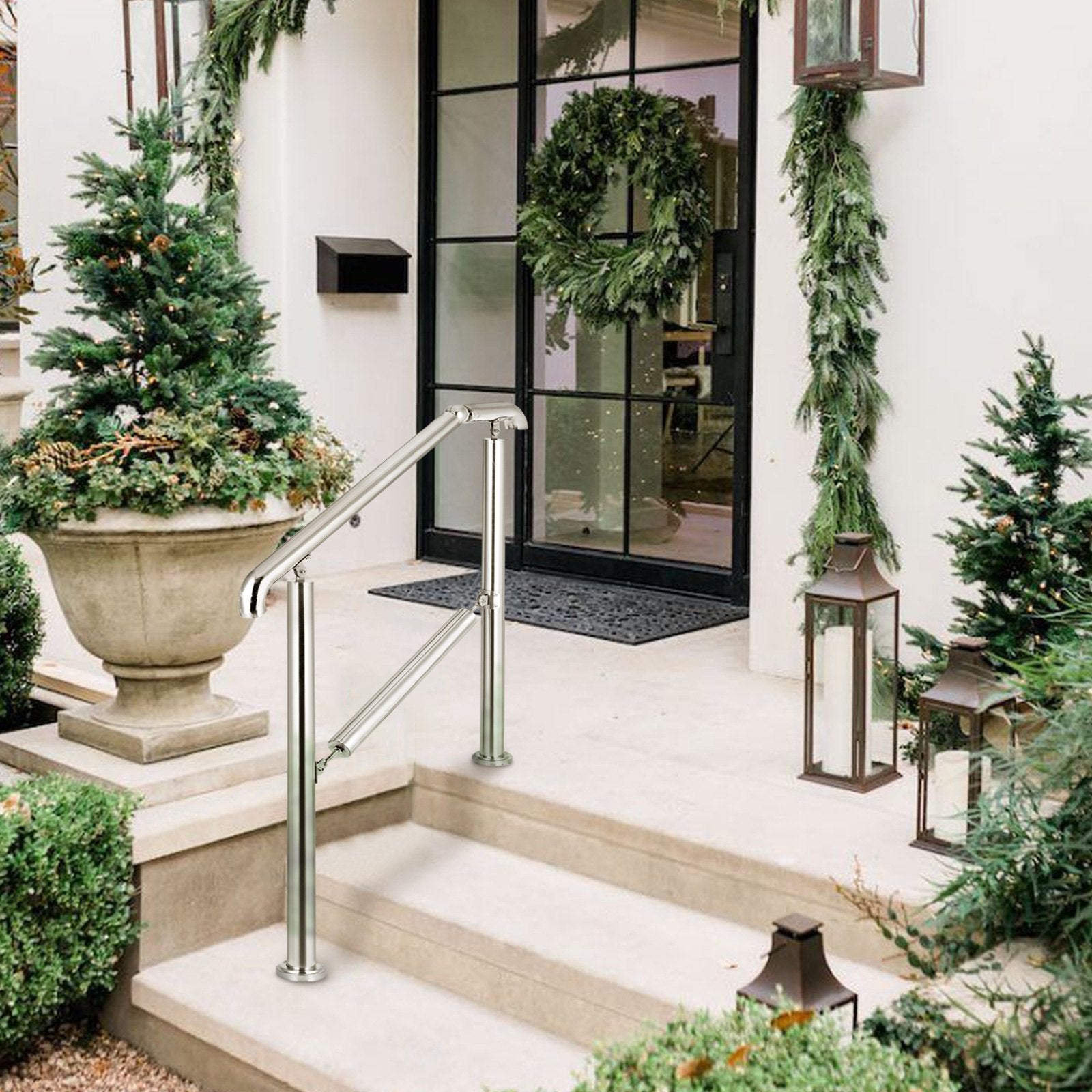 Stair Railing 3 Step Stainless Steel Handrail Adjustable Indoor Outdoor 220lb